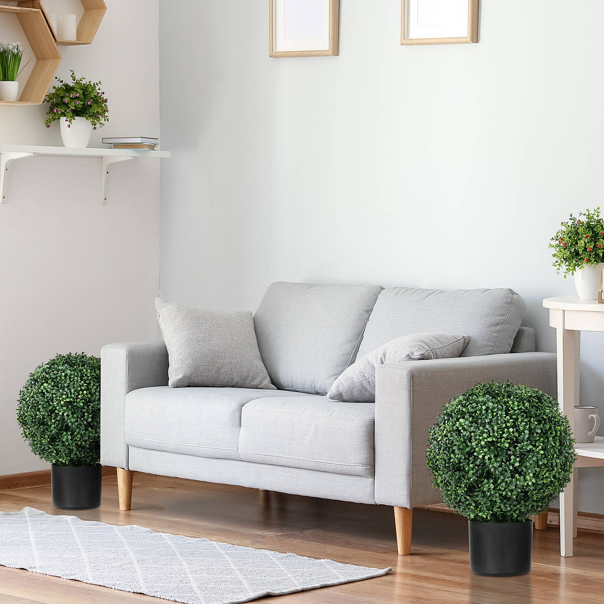 Buchsbaum Kunstpflanze, Kugelförmig, 52x40 cm, Grün