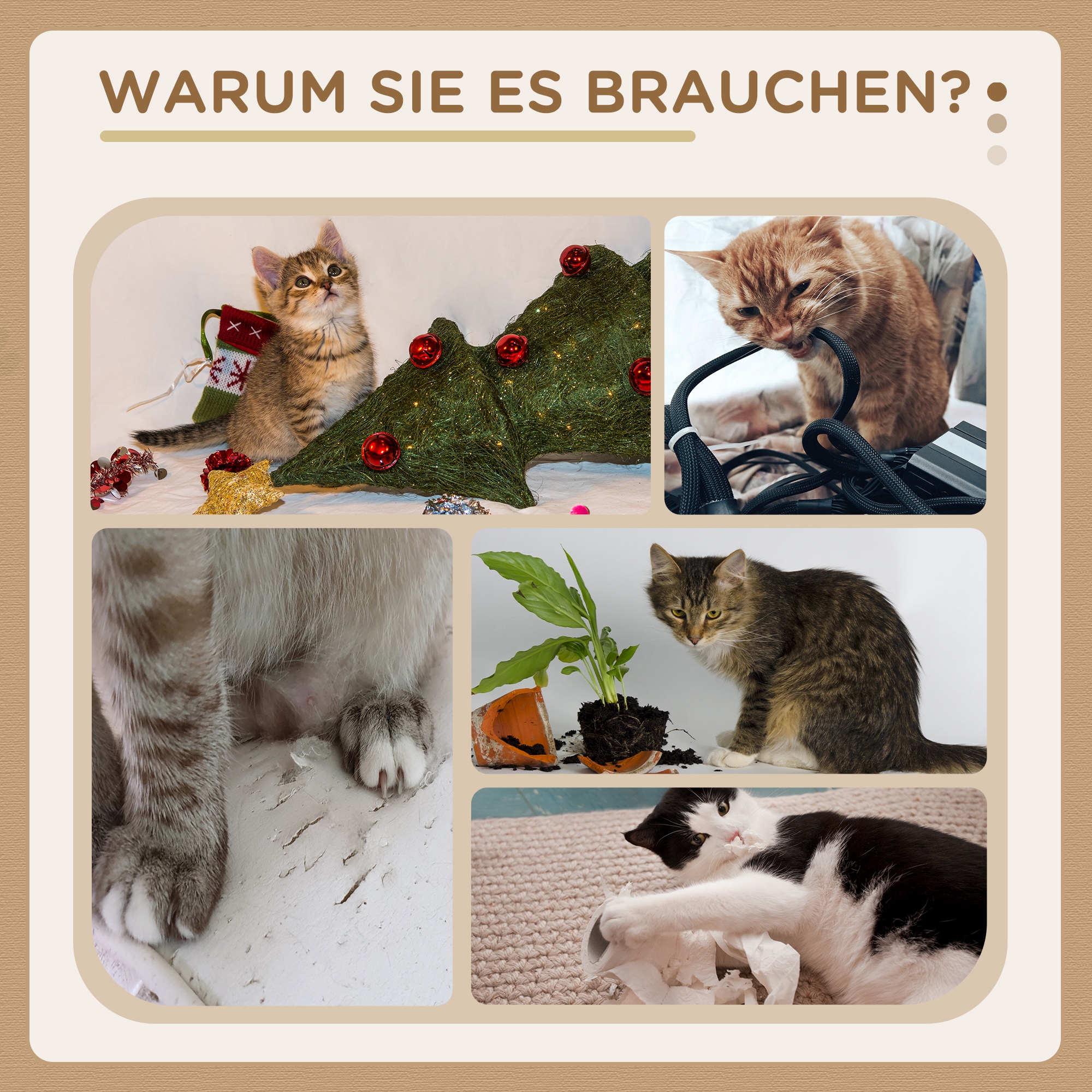 Kratzbaum Kratztonne, 2 Katzenhöhlen, 4 Liegeflächen, 4 Kratzpfosten, 57 cm x 57 cm x 99 cm, Grau + Weiß
