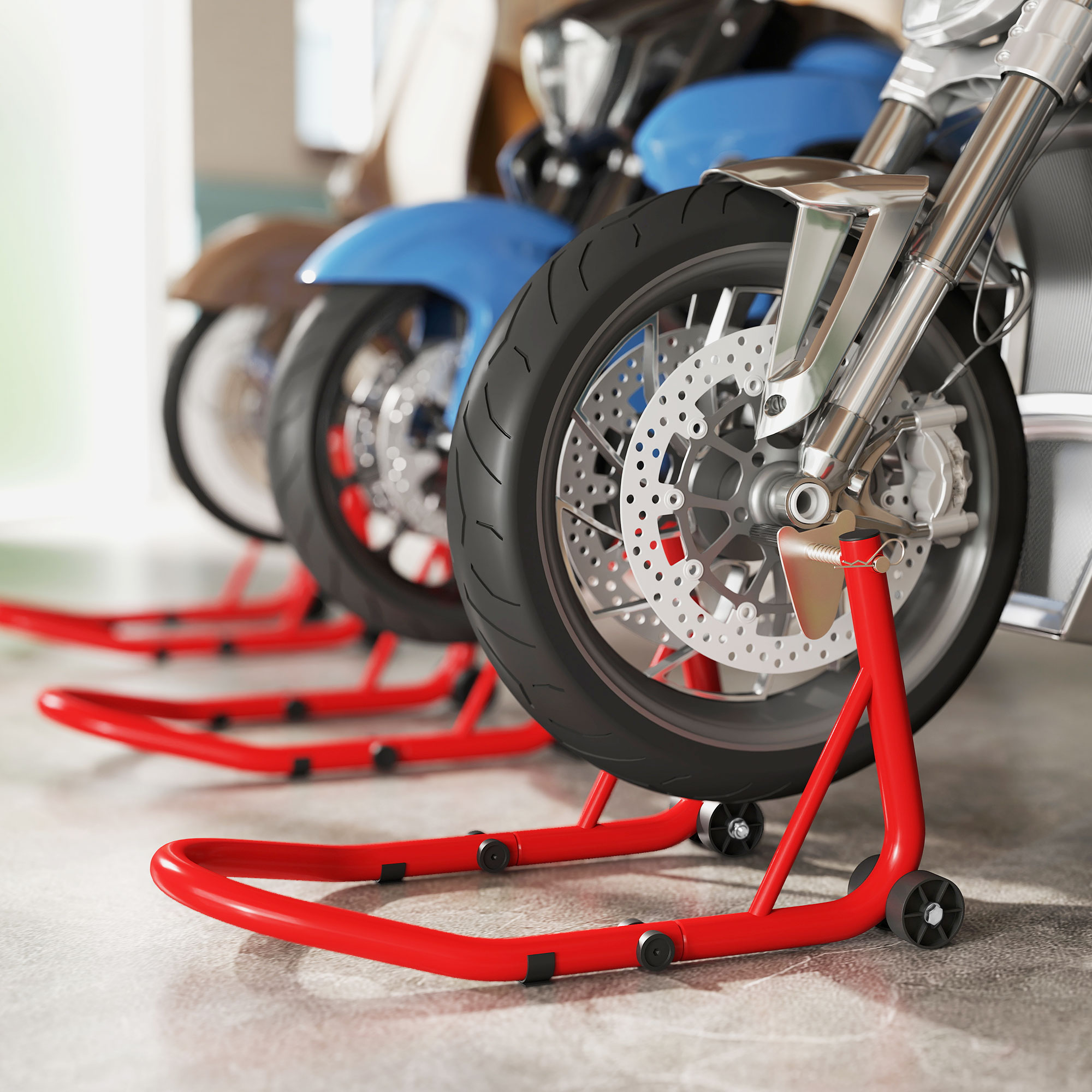 Motorradständer Set vorne Montageständer Motorradheber bis 544 kg Stahl Rot