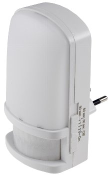 LED Nachtlicht mit Bewegungsmelder / 230V, Licht Warmweiß, On/Off/Auto
