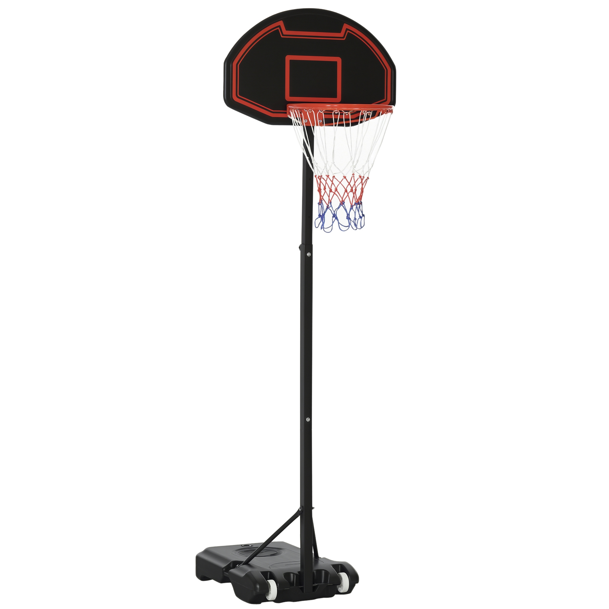 Basketballkorb, höhenverstellbar, befüllbarer Standfuß, hochstabil, schwarz, 131 x 49 x 195-250 cm Basketballkorb, höhenverstellbar, befüllbarer Standfuß, hochstabil, schwarz, 131 x 49 x 195-250 cm