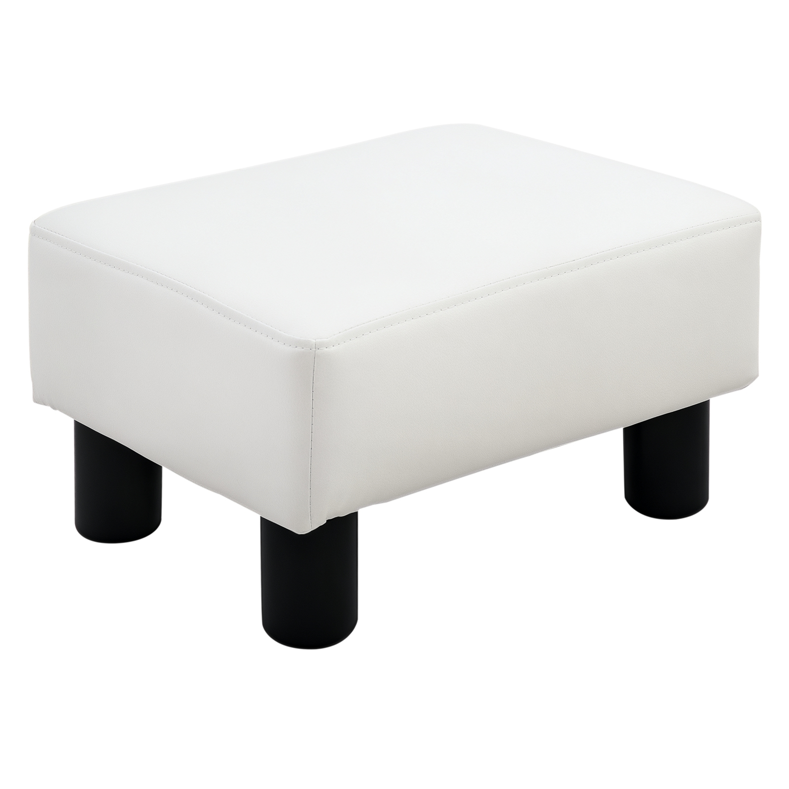 Sitzhocker Hocker mit Kunstleder Moderner Fußhocker Kunstlederhocker Ottomane für Schlafzimmer, Wohnzimmer, Weiß