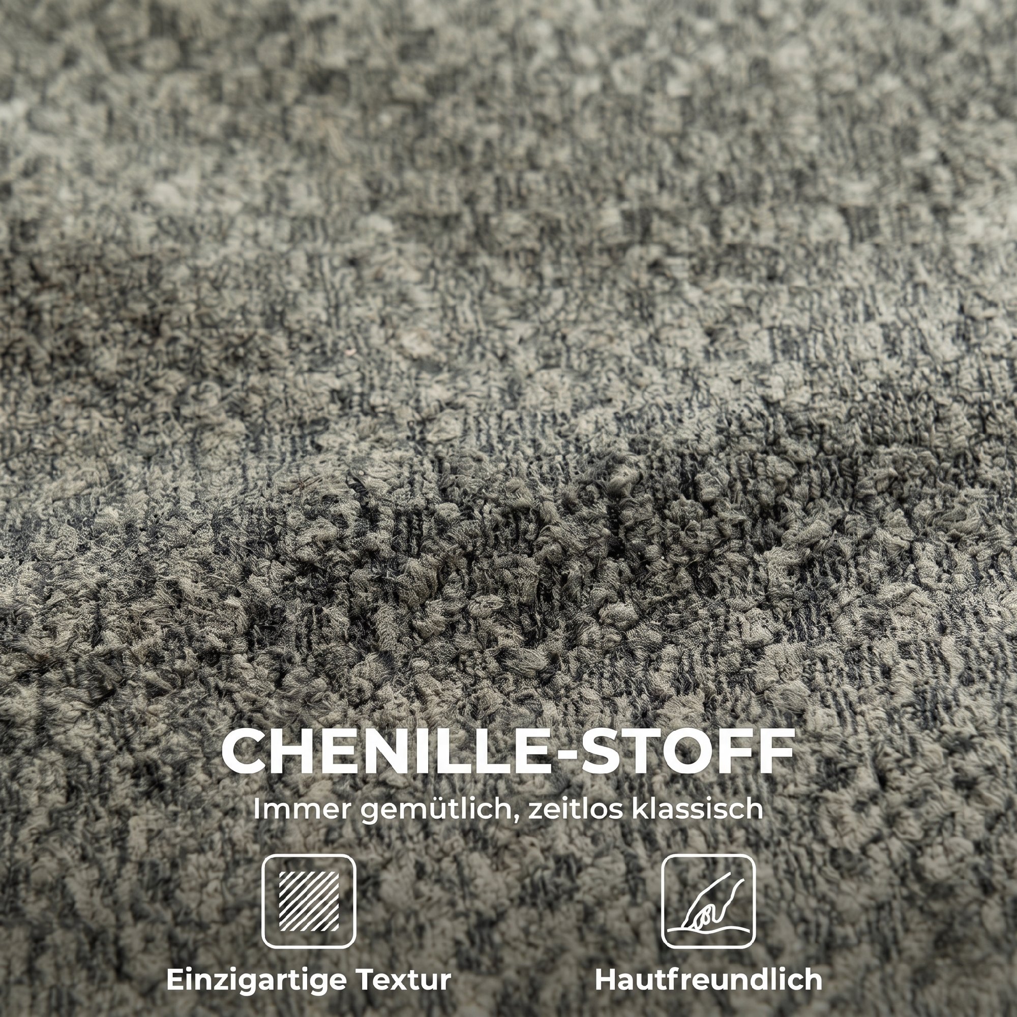 Sessel Drehbarer Loungesessel mit Chenille-Optik, Breiter Sitzfläche, für Wohnzimmer, Schlafzimmer, Grau