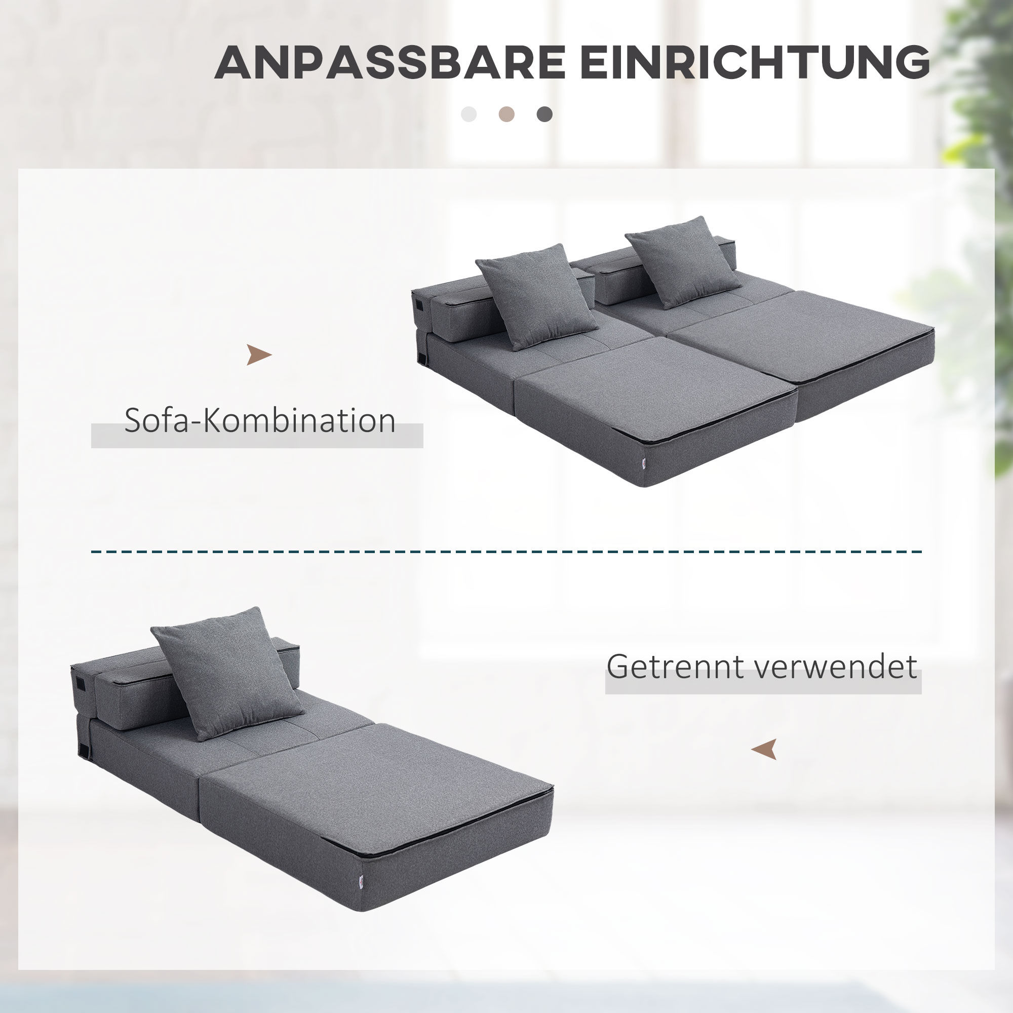 Schlafsessel Relaxsessel Gästebett. abnehmbarer Bezug, 70 cm x 70 cm x 61 cm, Dunkelgrau