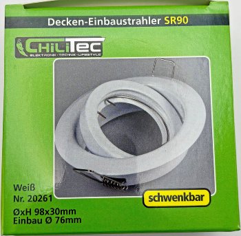 Decken-Einbaustrahler "SR90" weiß, schwenkbar, Ø98mm, für 50mm Lampen