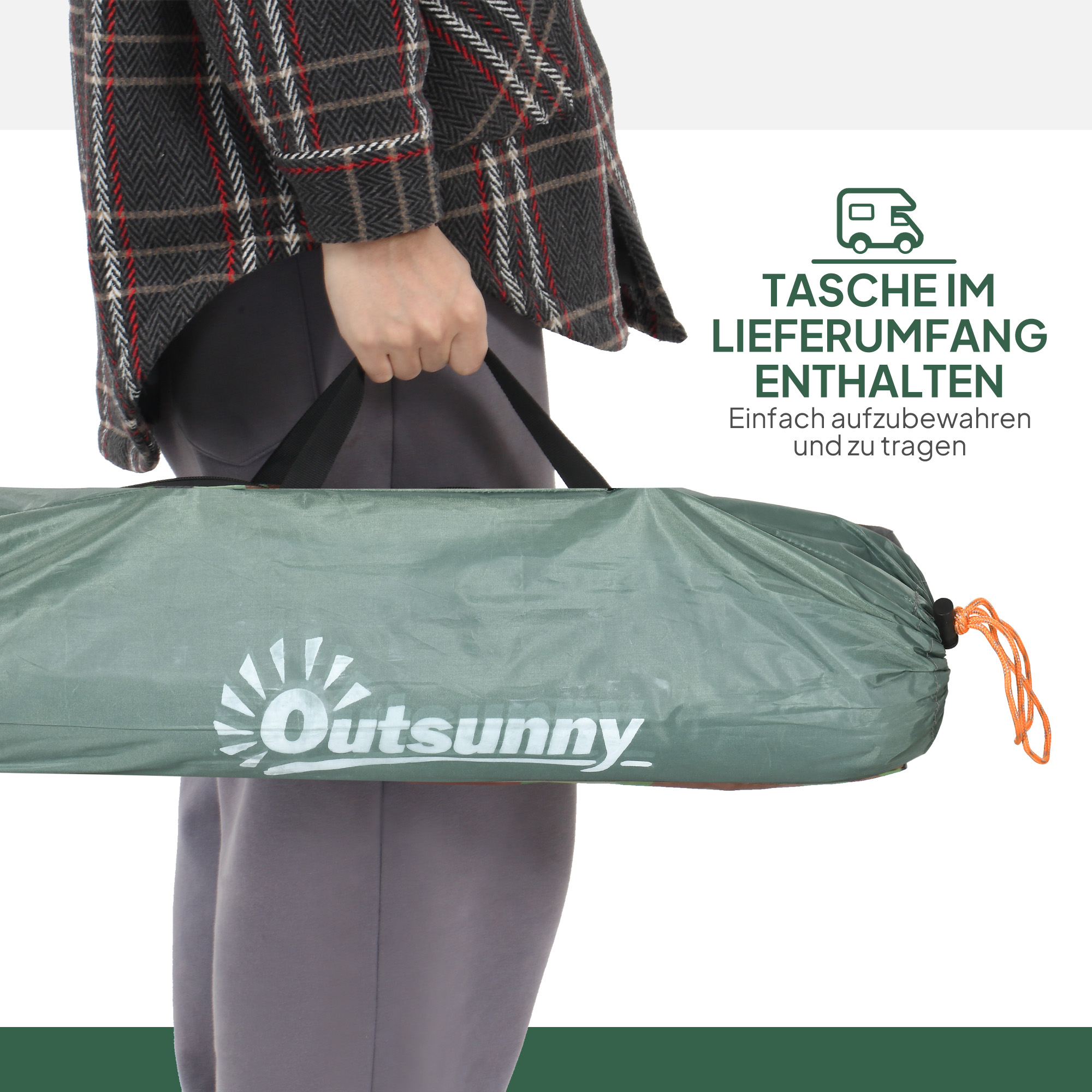 Kuppelzelt für 2 Personen leicht, stabil wasserdicht Familienzelt mit Tür&Fenster Packtasche Haken Dunkelgrün