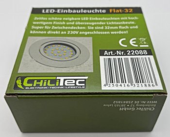 LED-Einbauleuchte "Flat-32" warmweiß, 80x32mm, 5W, 590lm, weißes Gehäuse