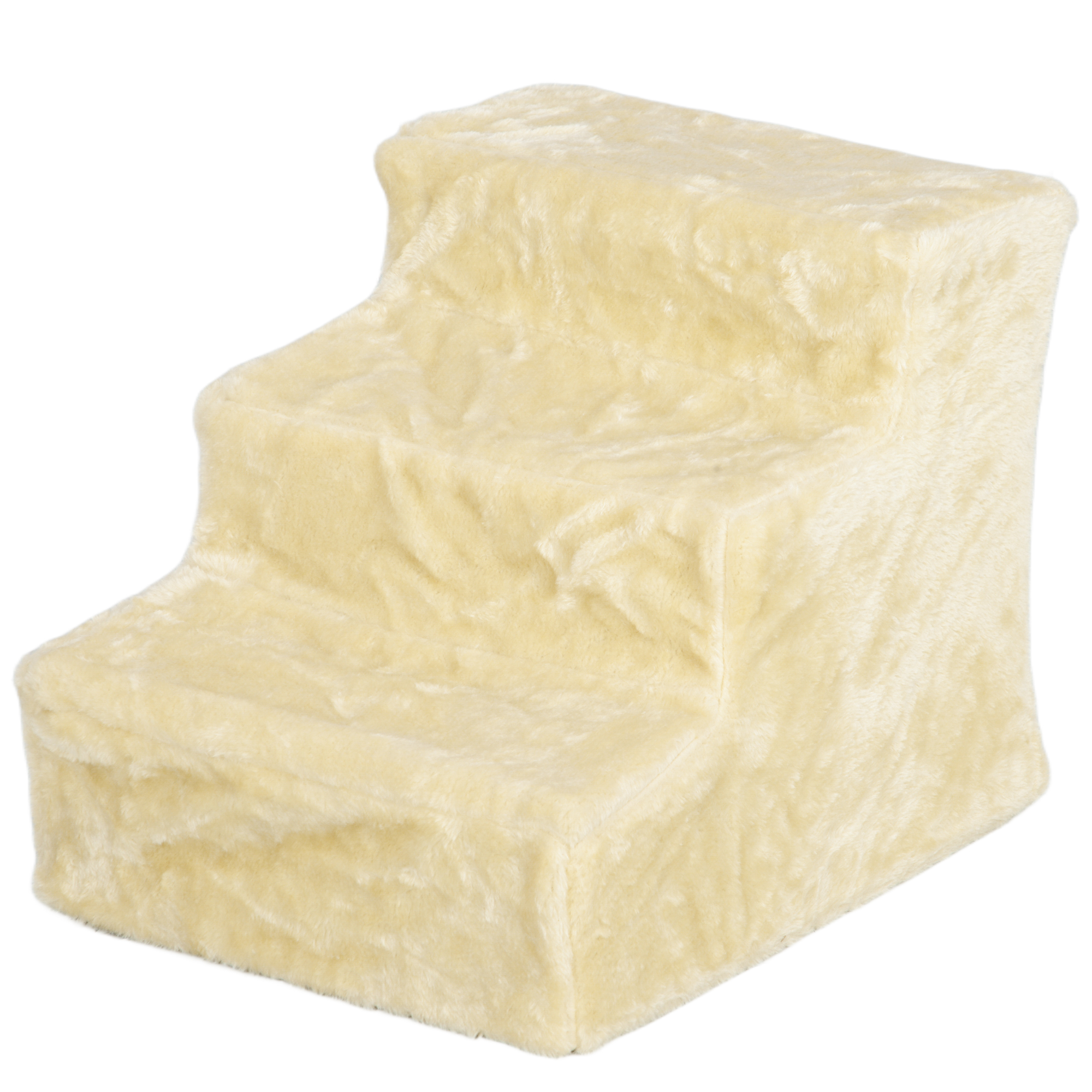 Faltbare Haustiertreppe, 3 Stufen, waschbarer Plüschbezug, Spanplatte, 46 x 35 x 35 cm, Beige Faltbare Haustiertreppe, 3 Stufen, waschbarer Plüschbezug, Spanplatte, 46 x 35 x 35 cm, Beige