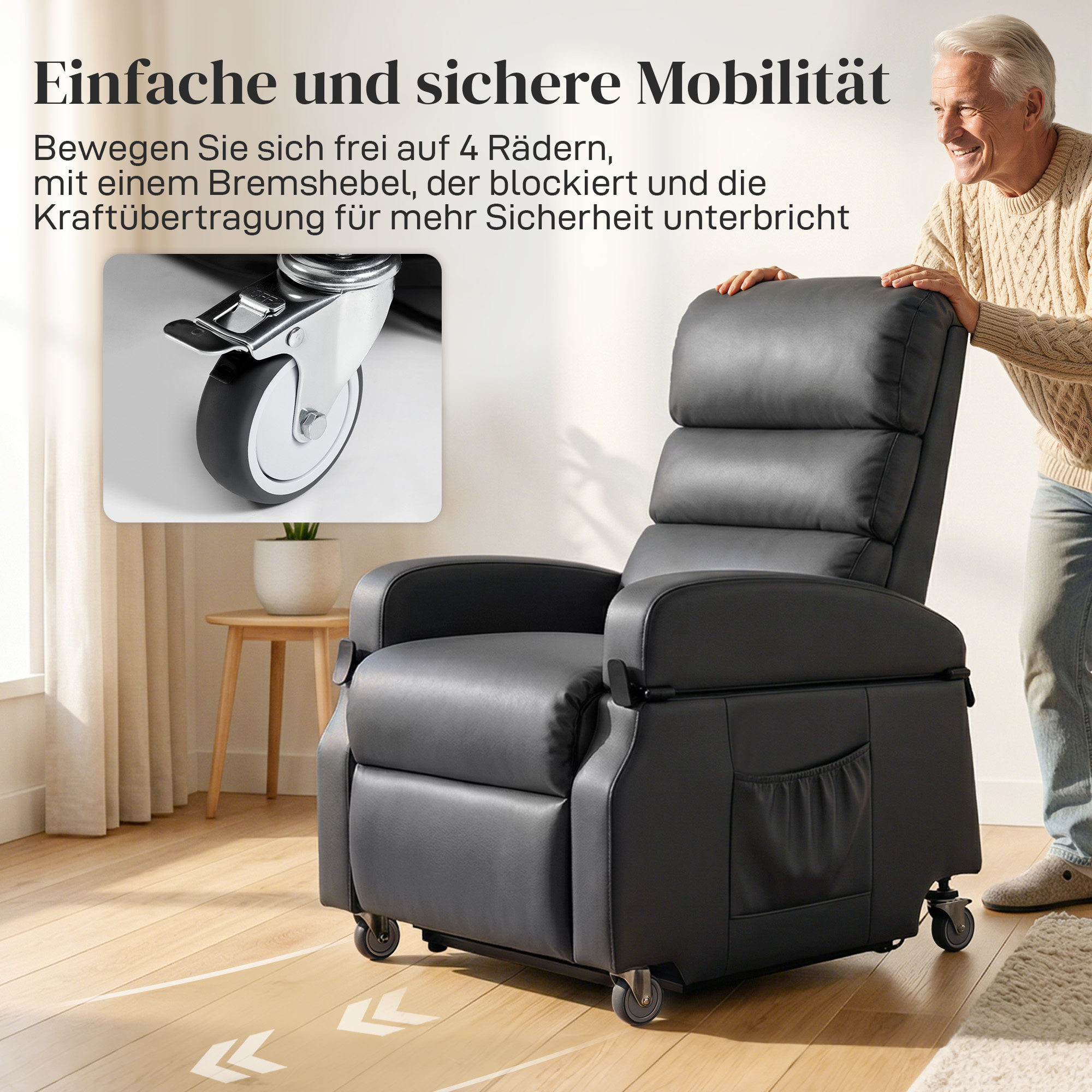 Fernsehsessel mit Aufstehhilfe Elektrischer Relaxsessel mit Fernbedienung, Fußstütze, Liegefunktion, Dunkelgrau