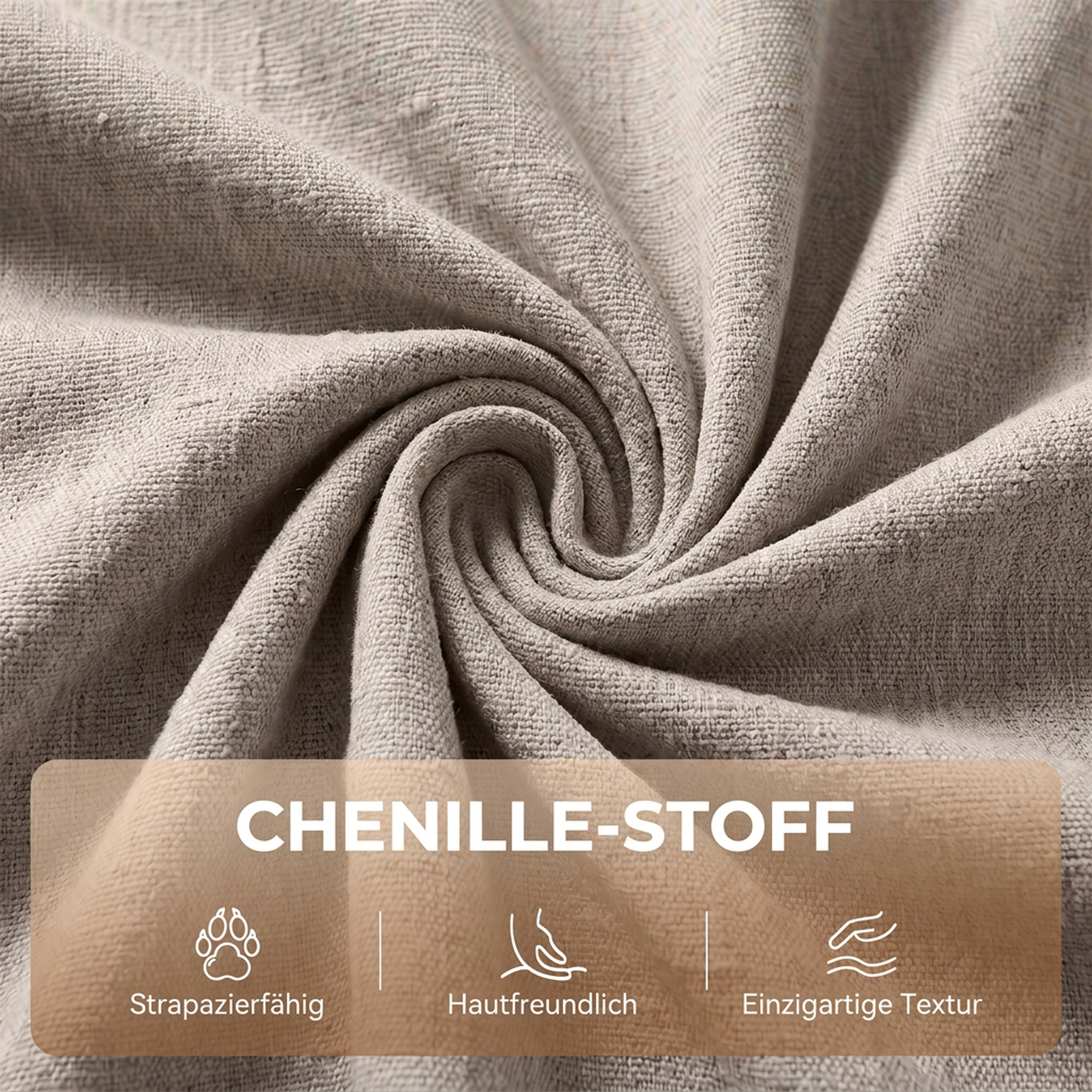 Relaxsessel Fernsehsessel 360° Drehbarer Massagesessel mit Wärme, Massage, Chenille-Optik, Beige