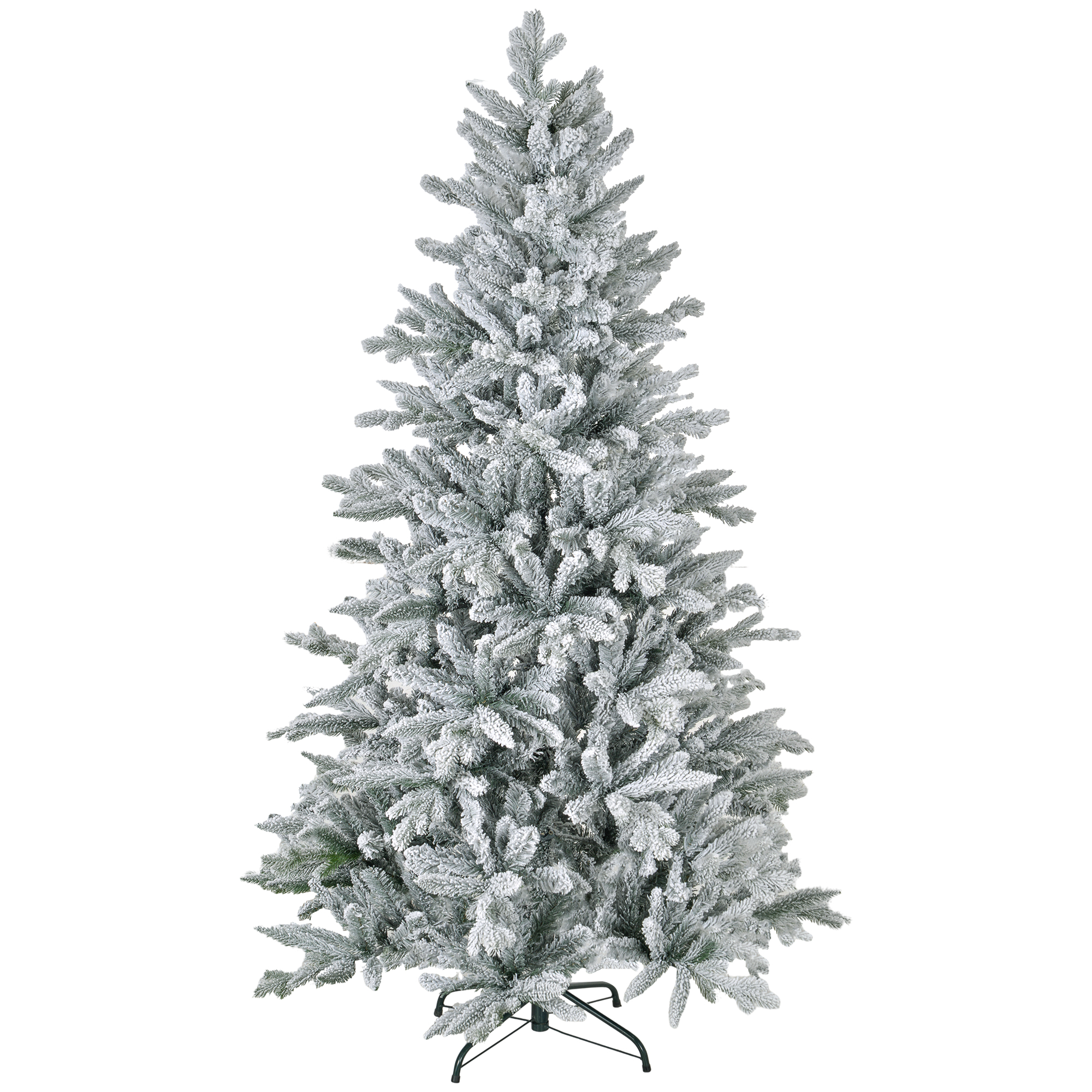 Weihnachtsbaum 180 cm, schneebedeckt, flammhemmend, Metallfuß, formbare Äste, Grün