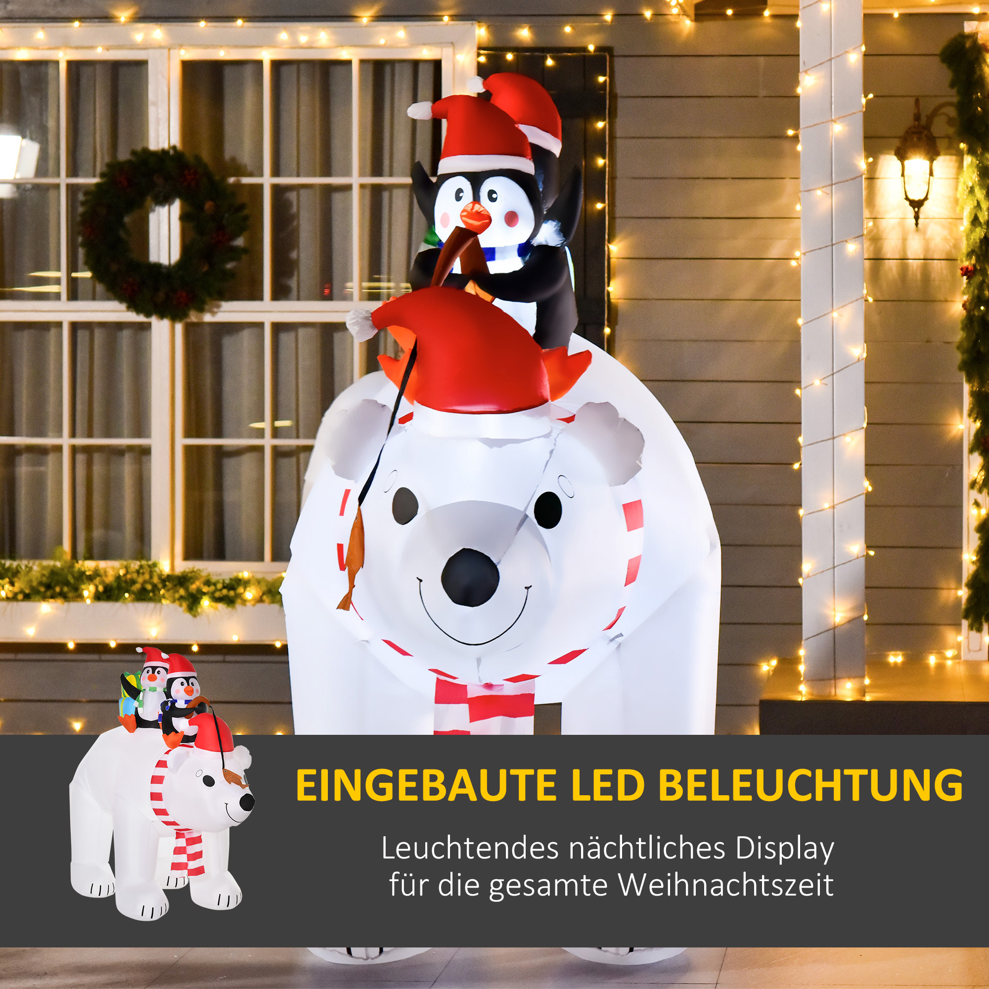 Aufblasbare Weihnachtsdekoration Aufblasbare Weihnachtsfiguren. selbstaufblasend inkl. Gebläse, 2 m, Mehrfarbig