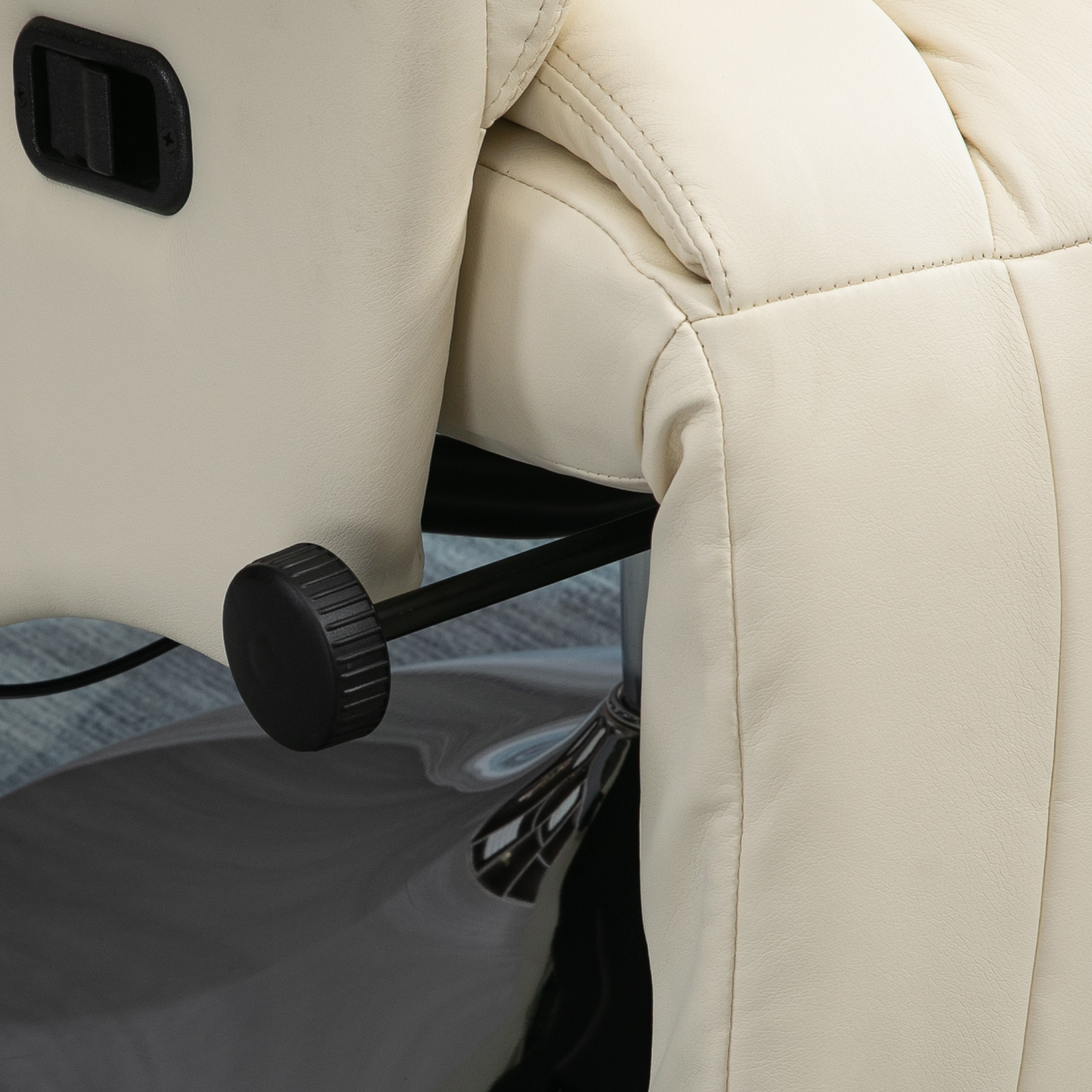 Relaxsessel, Liegefunktion, Lederoptik, Fußstütze, bis 150 kg, 78 x 80 x 109 cm, Creme