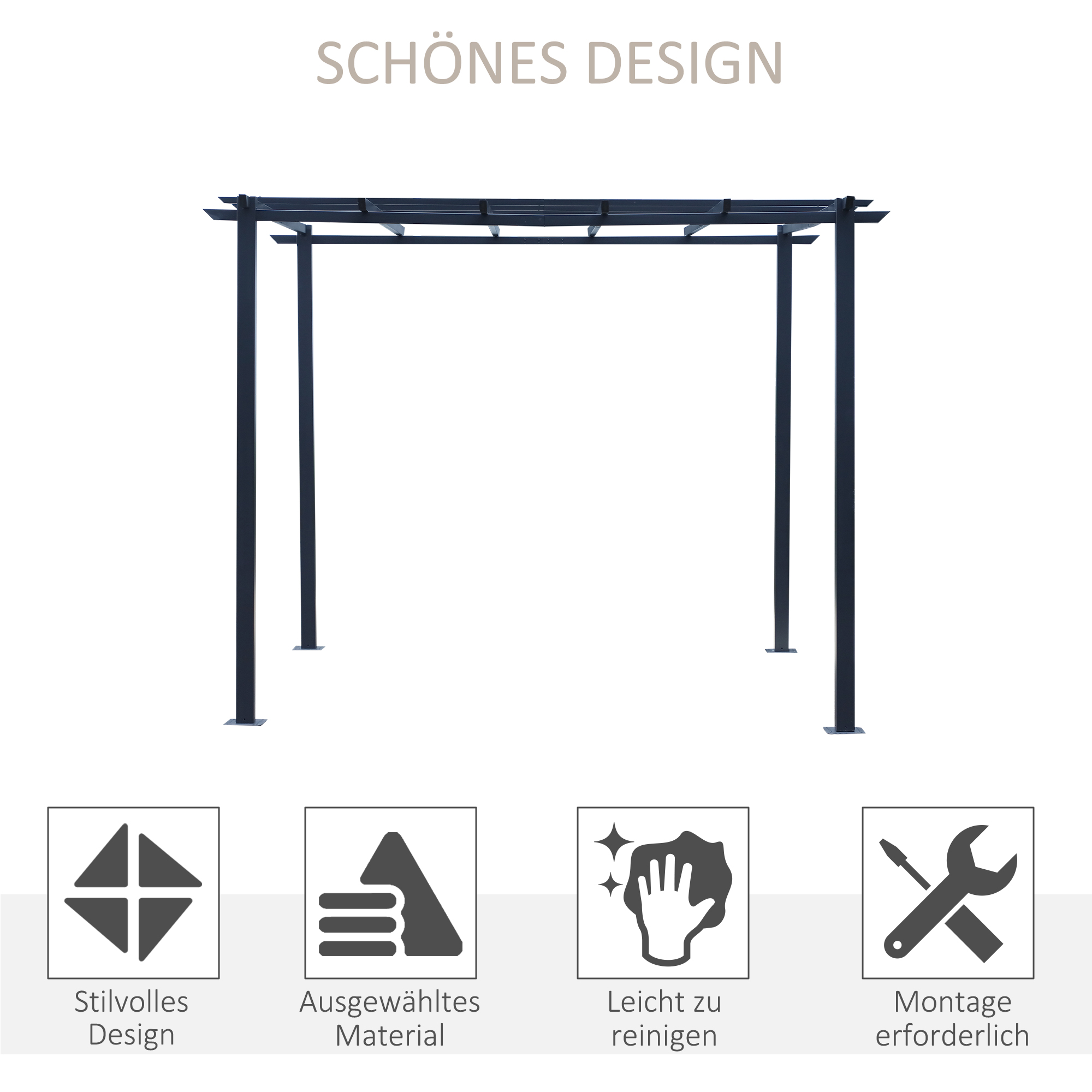 Rosenpavillon Pflanzbogen Rosenbogen Rankhilfe Garten Pavillon wetterfest Metall Schwarz 2,97 x 2,95 x 2,3 m