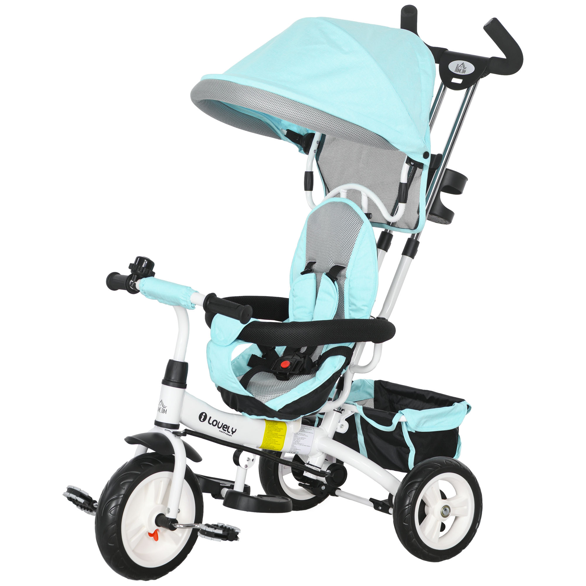 6-in-1 Kinderdreirad mit Schiebestange, Dach, Gurt, Ablagekorb, für 1-5 Jahre, Grün 6-in-1 Kinderdreirad mit Schiebestange, Dach, Gurt, Ablagekorb, für 1-5 Jahre, Grün