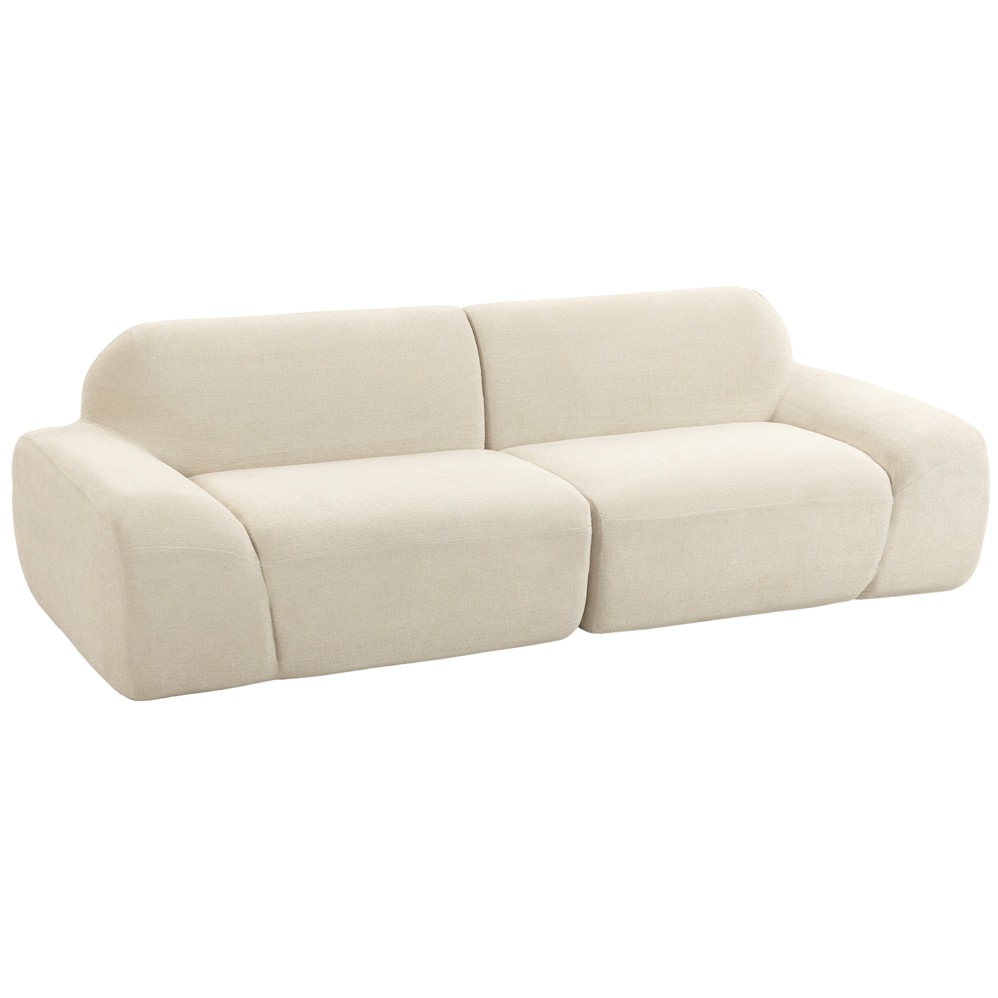 3-Sitzer-Sofa, abgerundet und rahmenlos, mit großzügiger Sitzfläche, dick gepolstert, keine Montage, cremeweiß