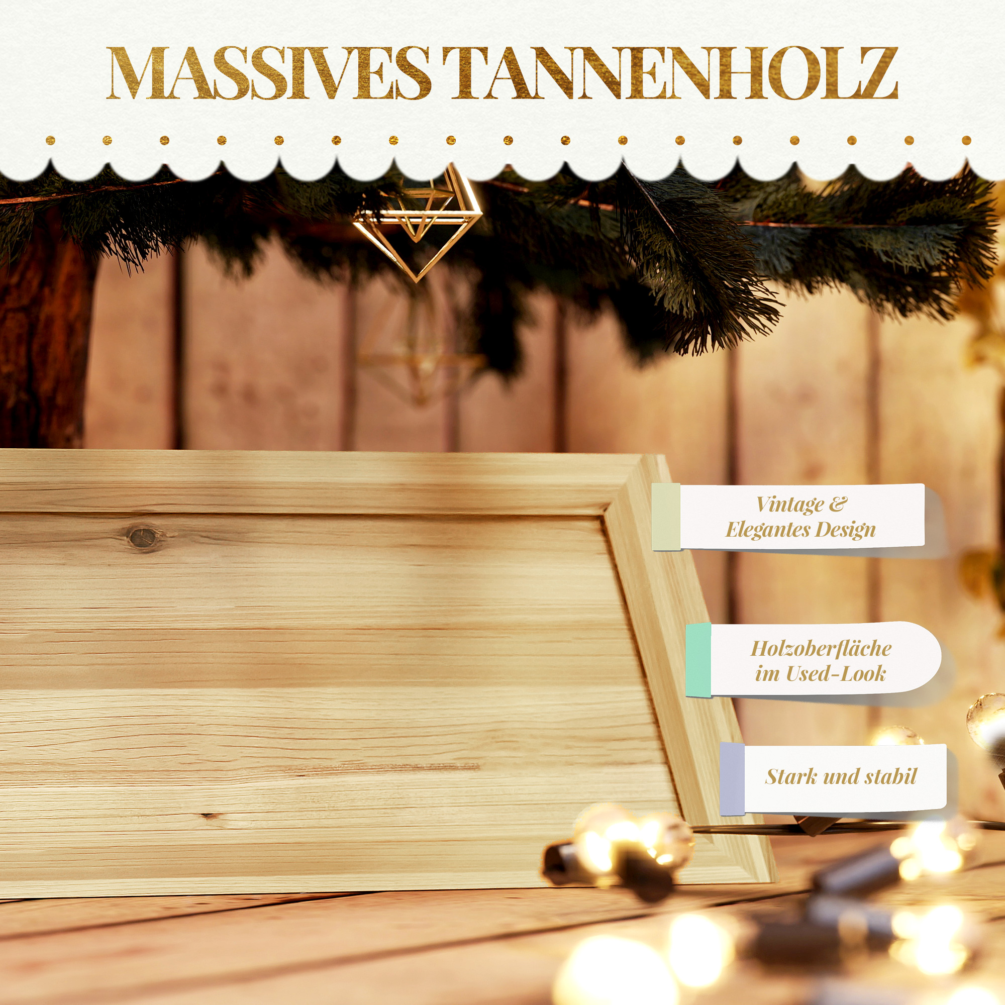 Weihnachtsbaumrock 65 x 65 cm Weihnachtsbaum Kragen aus Tannenholz Naturholz