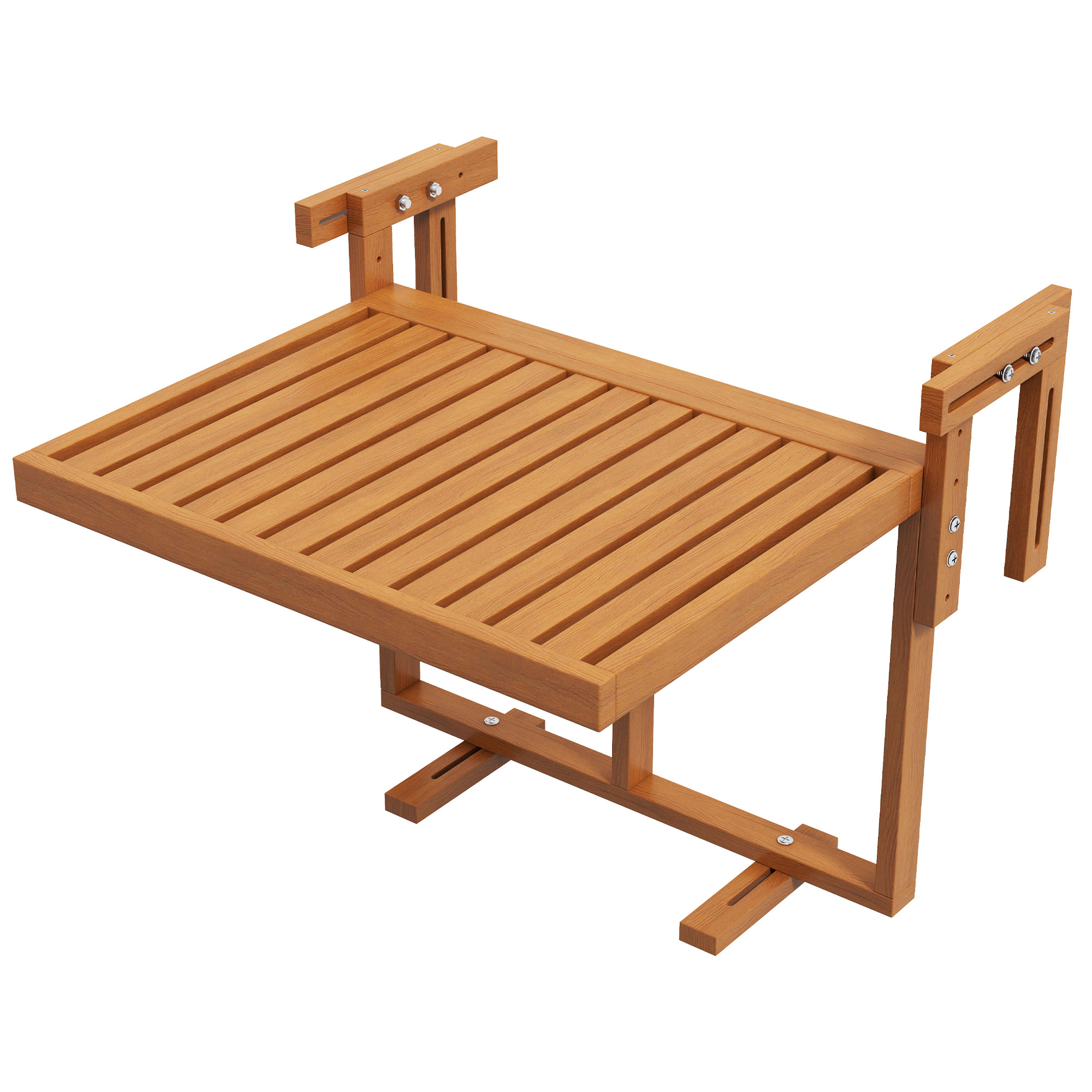 Balkontisch Klapttisch Gartentisch Outdoor-Klapptisch, wetterbeständig, höhenverstellbar, 68 cm x 65 cm x 55 cm, Teak