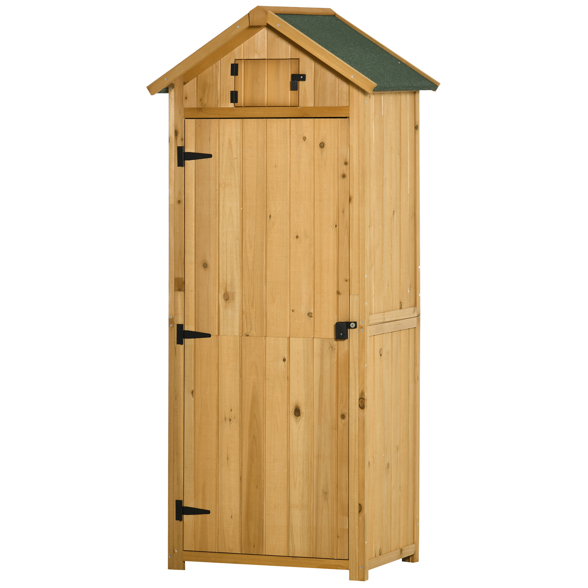 Gartenschrank Gartenhaus Gerätehaus Geräteschuppen mit Fachböden Asphaltdach Fenster Holz Gelb+Grün 77 x 54,2 x 179 cm Gartenschrank Gartenhaus Gerätehaus Geräteschuppen mit Fachböden Asphaltdach Fenster Holz Gelb+Grün 77 x 54,2 x 179 cm