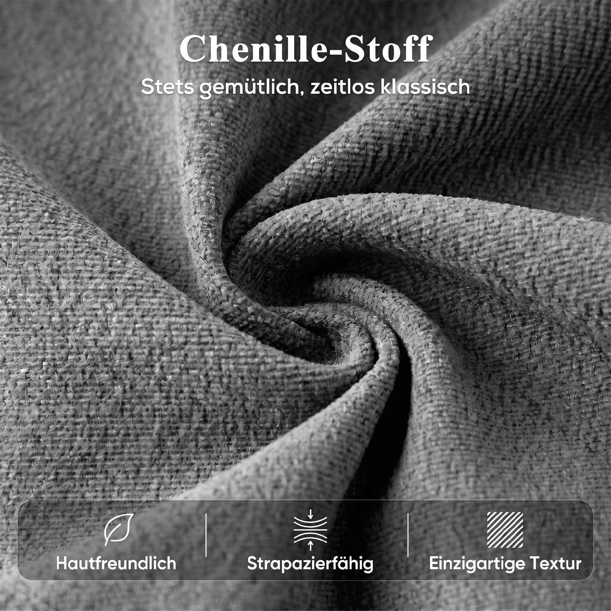 Fernsehsessel Relaxsessel mit Aufstehhilfe für Senioren, Chenille-Optik, mit Fernbedienung und Seitentaschen, Dunkelgrau