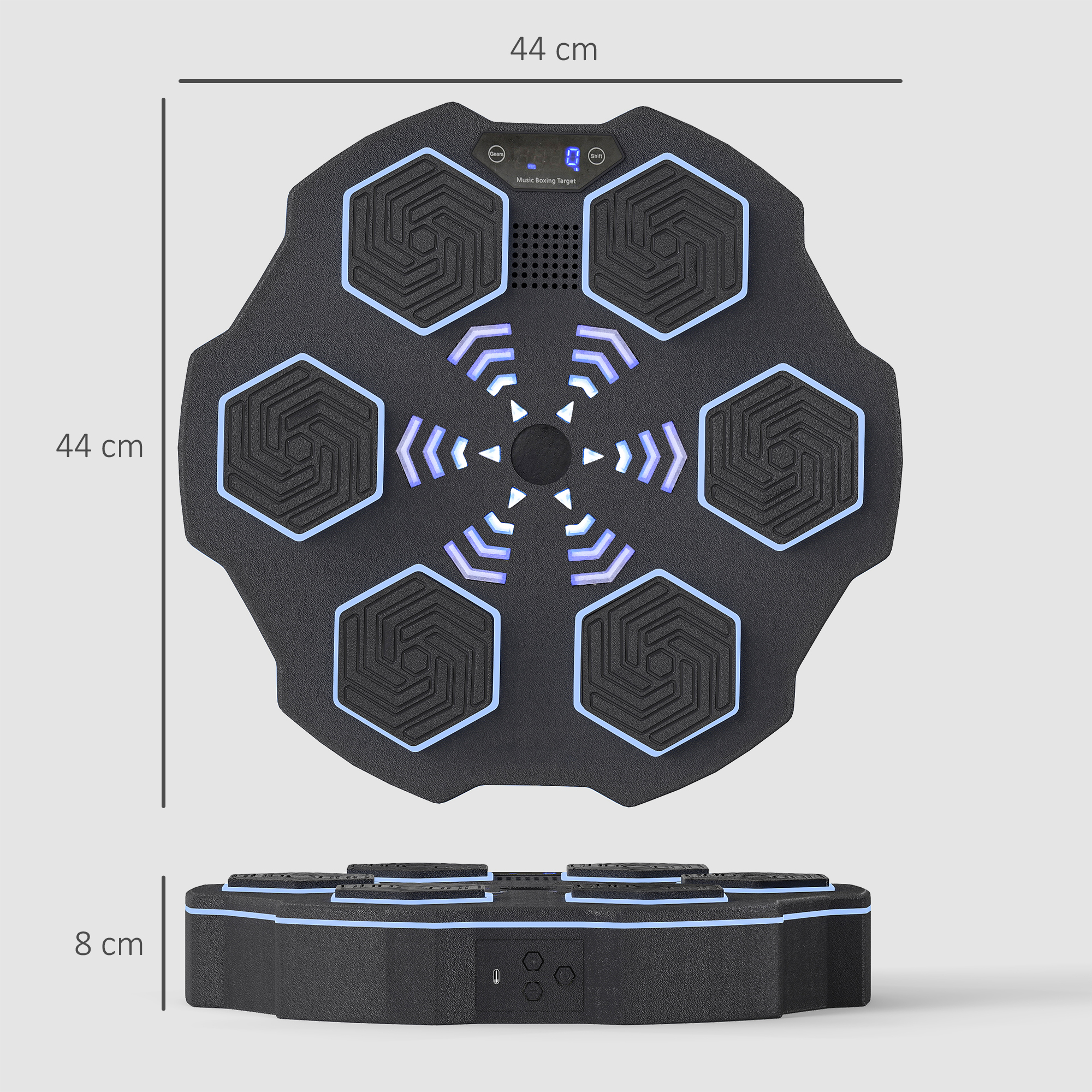 Musikboxmaschine, Bluetooth-Boxgerät, Wandmontage, 9 Geschwindigkeiten und Modi, LED-Lichter, Schwarz