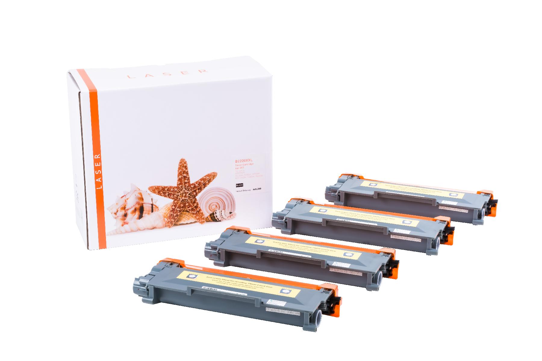 4er Set TN2220XXL alternativ Toner black für Brother / TN2220XXL / 4x5.200 Seiten 4er Set TN2220XXL alternativ Toner black für Brother / TN2220XXL / 4x5.200 Seiten