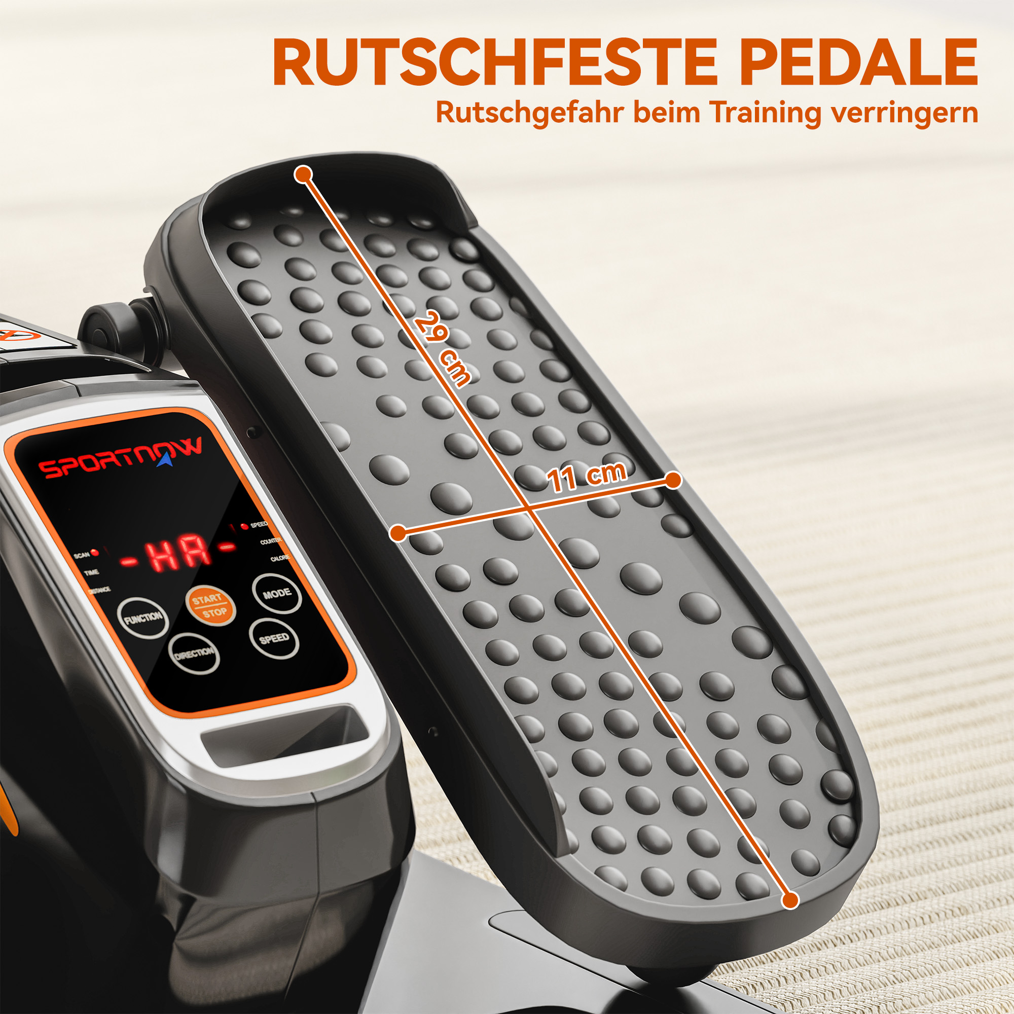 elektrischer Ellipsentrainer, Pedalgerät mit 12 anpassbaren Geschwindigkeiten, tragbar, leicht, Fernbedienung, LED-Monitor, Stahl, Kunststoff, Schwarz