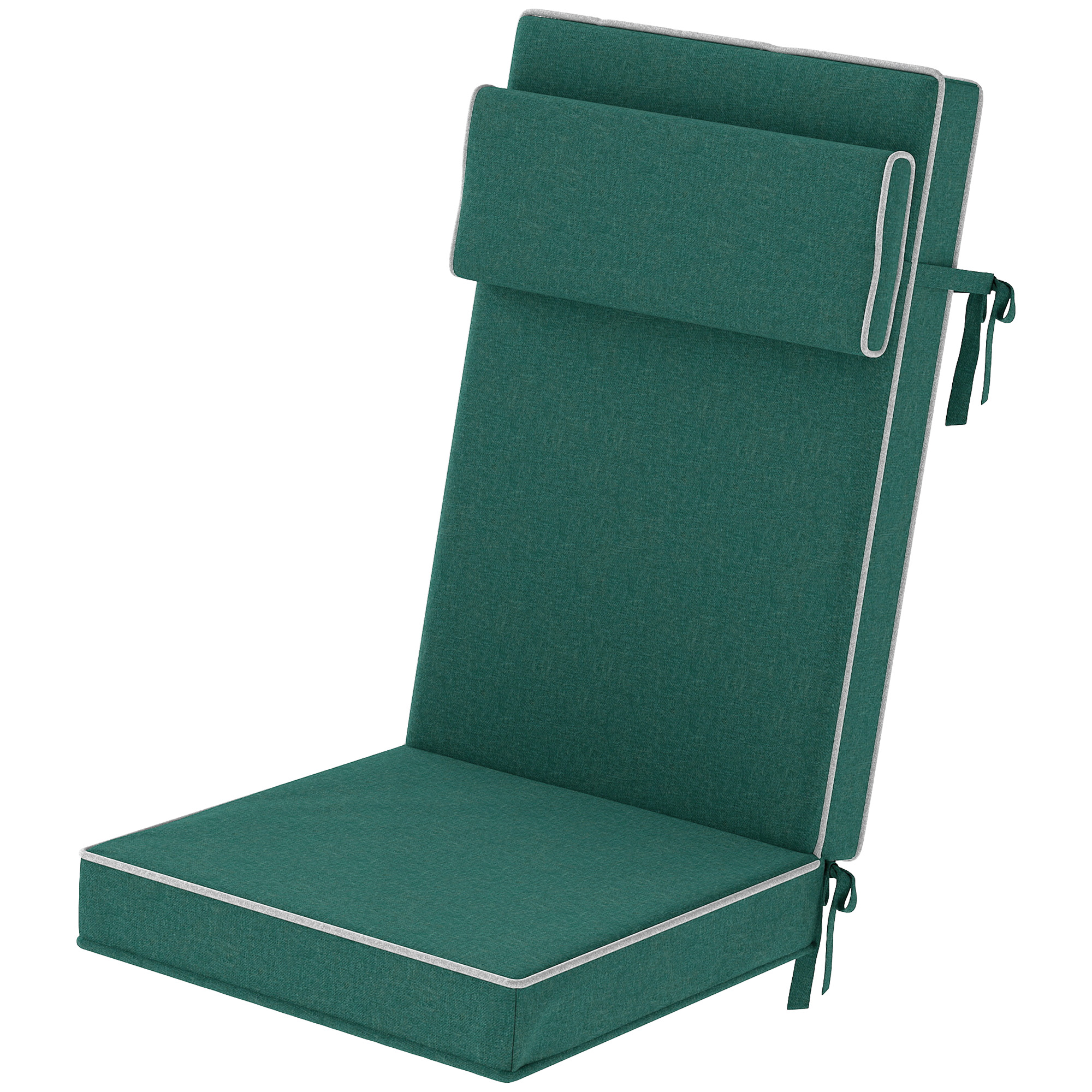 Sitzkissen 120 x 47 x 9,5 cm wasserabweisend Stuhlkissen mit Bändern, Kopfstütze, UPF50+ Grün Sitzkissen 120 x 47 x 9,5 cm wasserabweisend Stuhlkissen mit Bändern, Kopfstütze, UPF50+ Grün