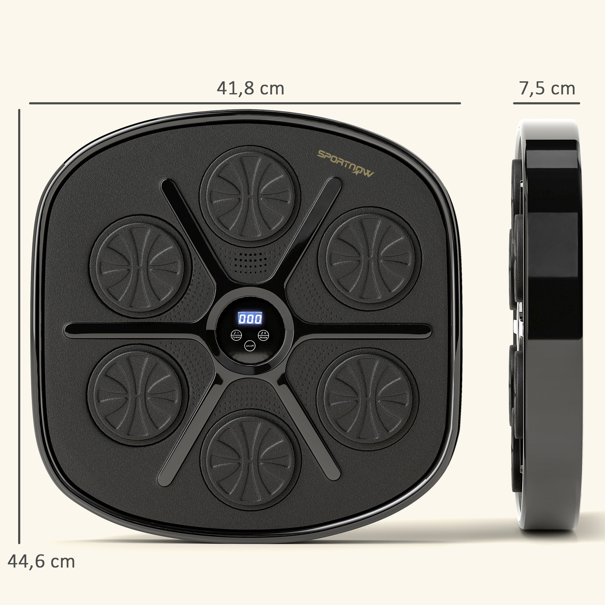 Musik-Boxmaschine, Rhythmisches Boxgerät, 9 Modi, Bluetooth, LED-Lichter, mit Boxhandschuhen, Schwarz