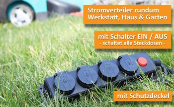 Gartensteckdosenleiste für Außen, 4-fach / IP44, 3m Zuleitung, mit Schalter