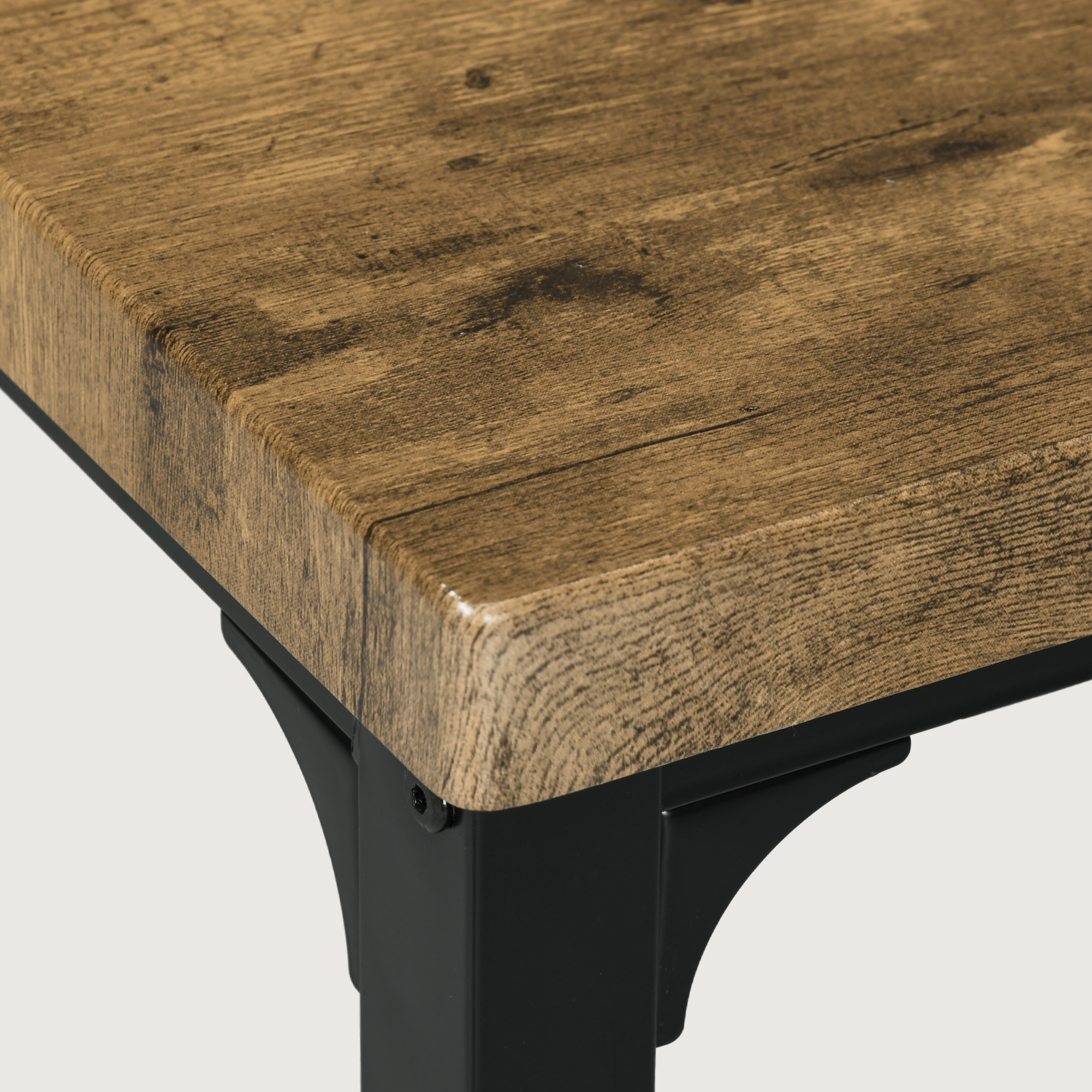 3-teilige Essgruppe, Esstisch-Set, 1 Tisch, 2 Stühle, MDF+Metall, Braun