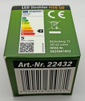 LED Strahler GU10 "H50" 3-Stufen-Dimm, 2900k, 420lm, 230V/5W, 110°, warmweiß