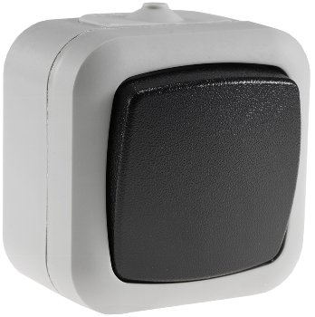 Feuchtraum Wechsel-Schalter, IP44, 250V~/ 10A, inkl. AP-Rahmen, grau