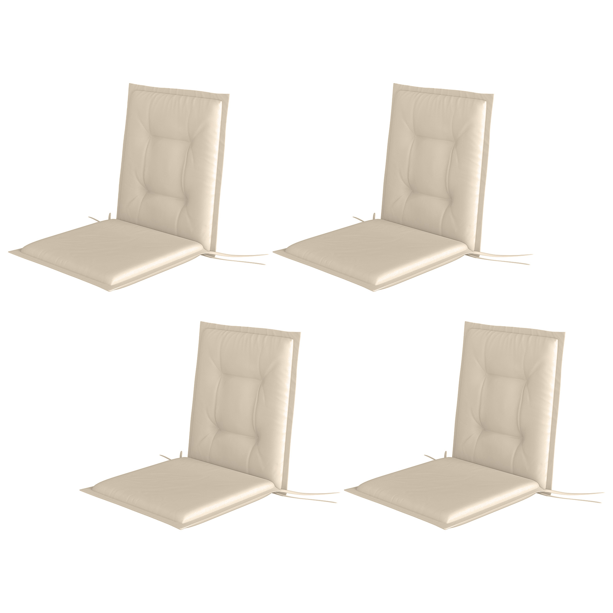 4er Set Sitzkissen 108 x 50 x 5 cm Stuhlkissen mit Bändern, Outdoor Indoor Sitzauflage Beige
