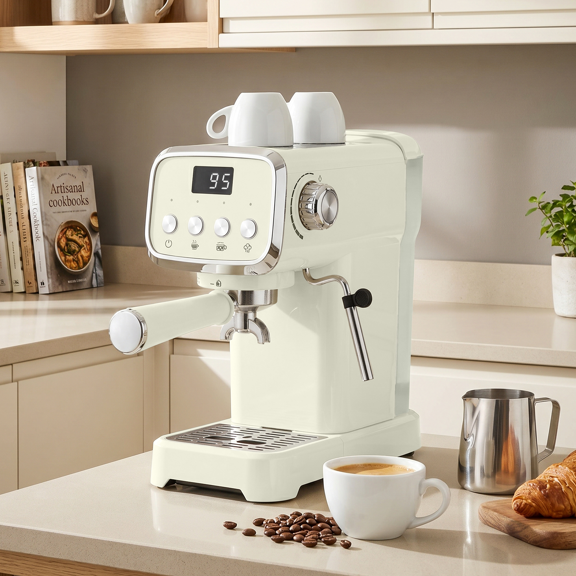 Siebträgermaschine 20 Bar Espressomaschine mit Milchaufschäumer und 1,2L abnehmbaren Wassertank für Espresso