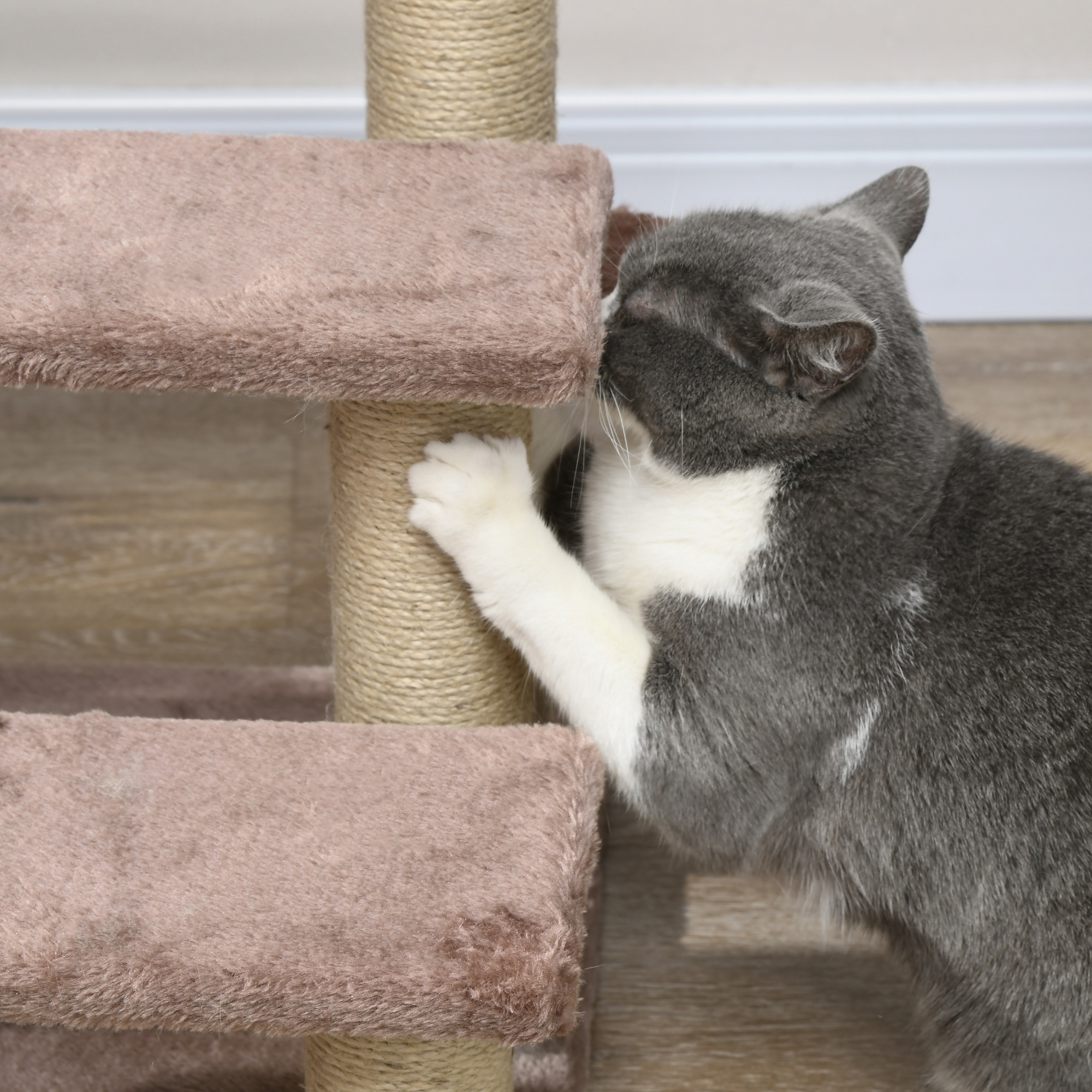 Kratzbaum, Haustiertreppe, 3 Stufen, Spielball, bis 5 kg, 45x40x48cm, Braun