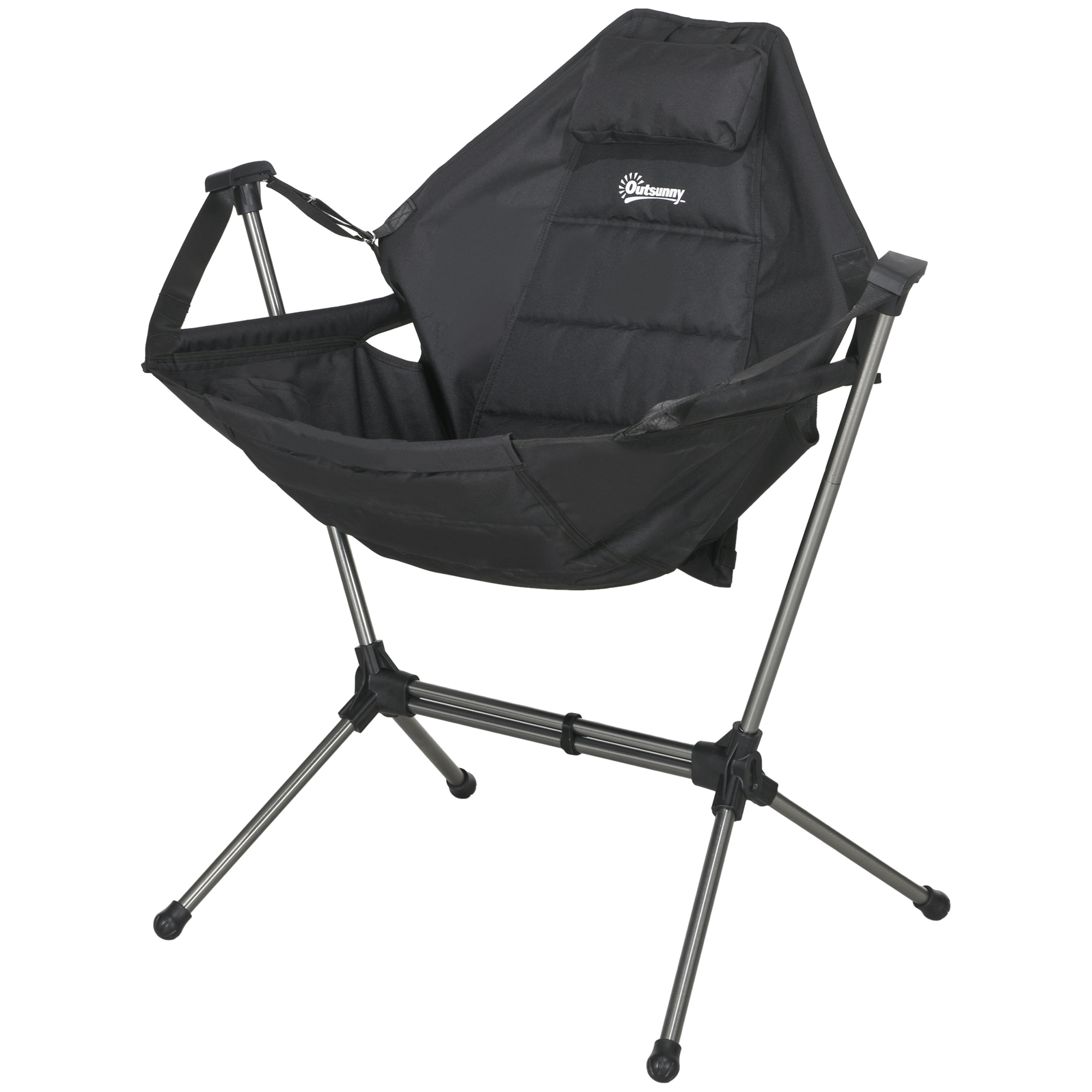 Camping-Schaukelstuhl, faltbar, verstellbare Rückenlehne, Aluminiumrahmen, 54 x 100 x 101cm, Schwarz Camping-Schaukelstuhl, faltbar, verstellbare Rückenlehne, Aluminiumrahmen, 54 x 100 x 101cm, Schwarz