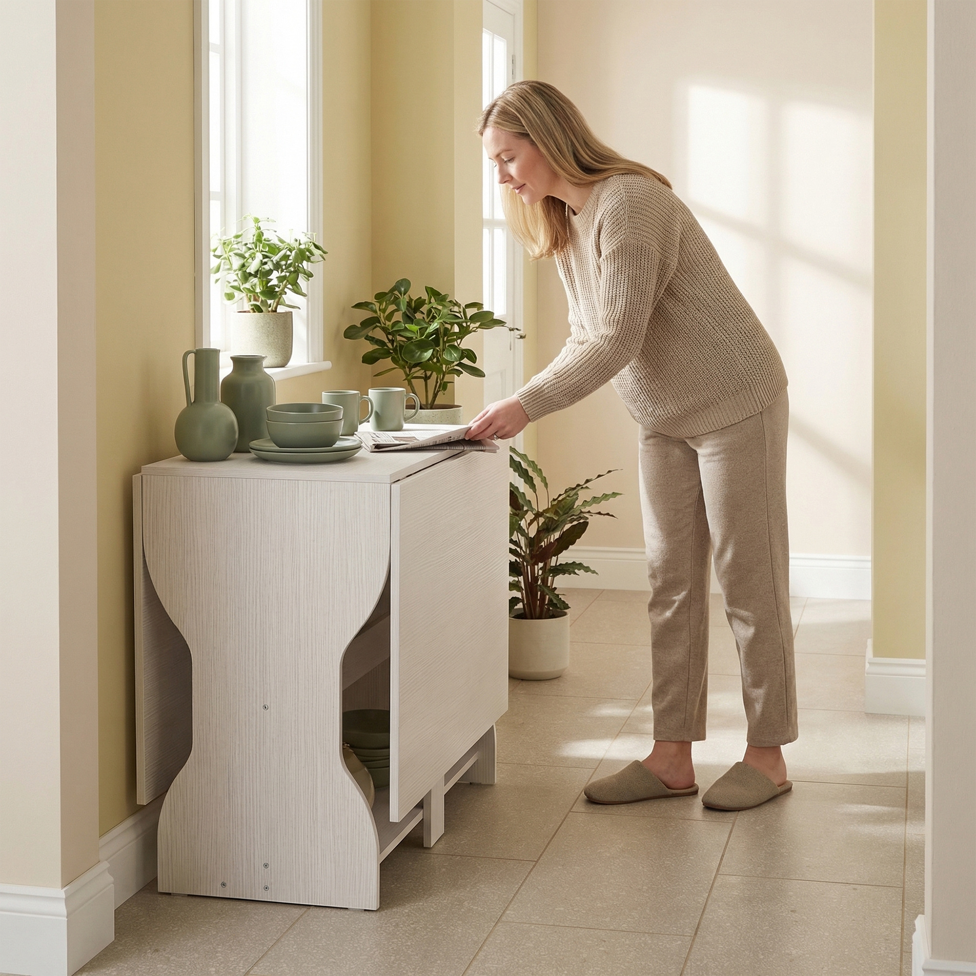 Esstisch Klappbar Küchentisch mit Stauraum für 2-4 Personen Klapptisch für Kleine Räume Esszimmer 160 x 60 x 75 cm Weiß