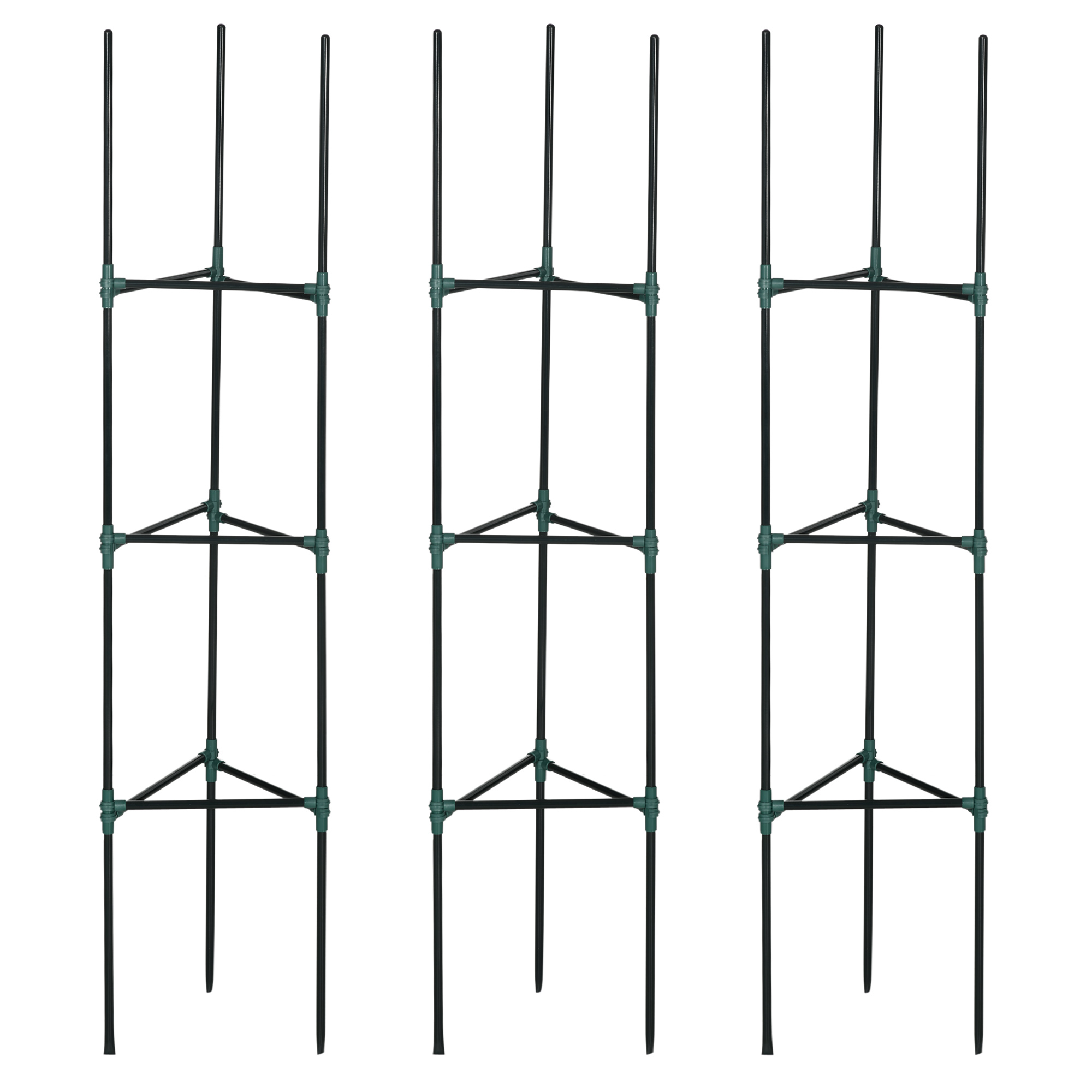 Rankhilfe, 3er-Set, Pflanzgitter, modulares Design, für Außen und Innen, Stahl, grün, 38 x 38 x 182 cm