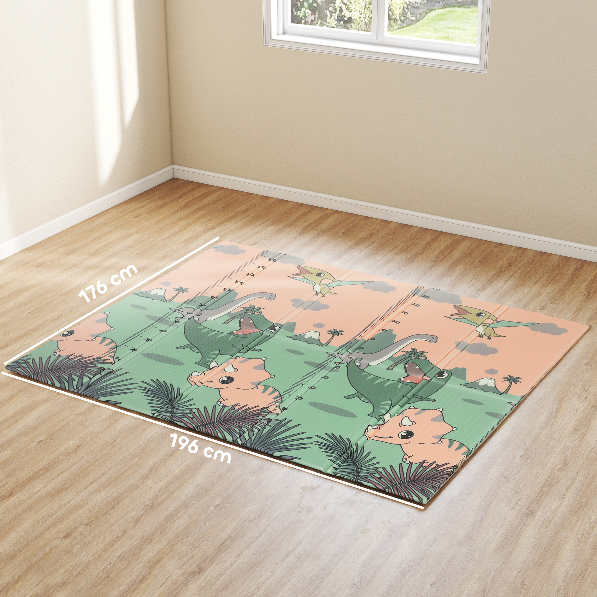 Spielmatte Baby 196 x 176 x 1,5 cm faltbar Doppelseitige Krabbelmatte Mehrfarbig