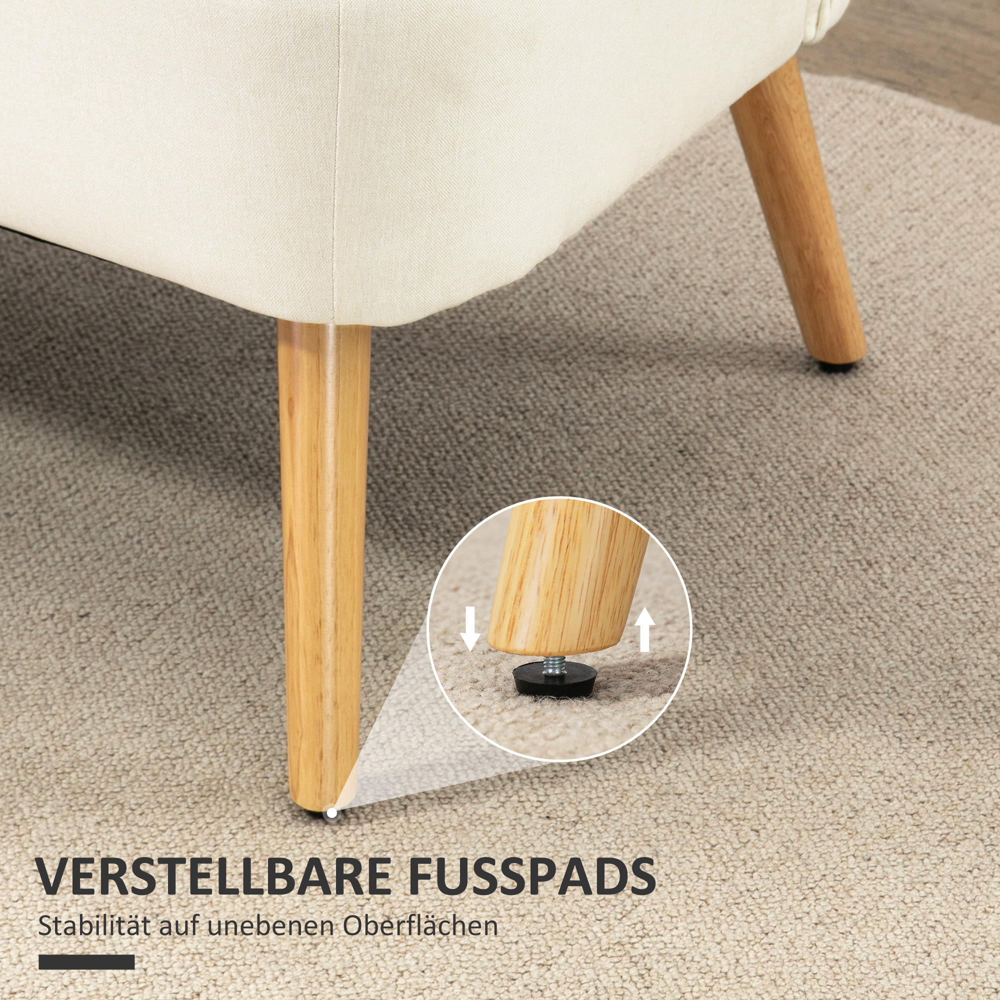 2-Sitzer Sofa, weiche Polsterung, pflegeleichter Bezug, bis 220 kg, 117 x 56,5 x 77 cm, Cremeweiß