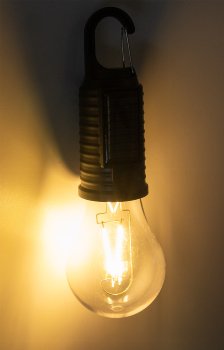 Solar LED Glühlampe mit Akku "CT-KL3" / mit Haken / Karabiner, 3000k / Warmweiß