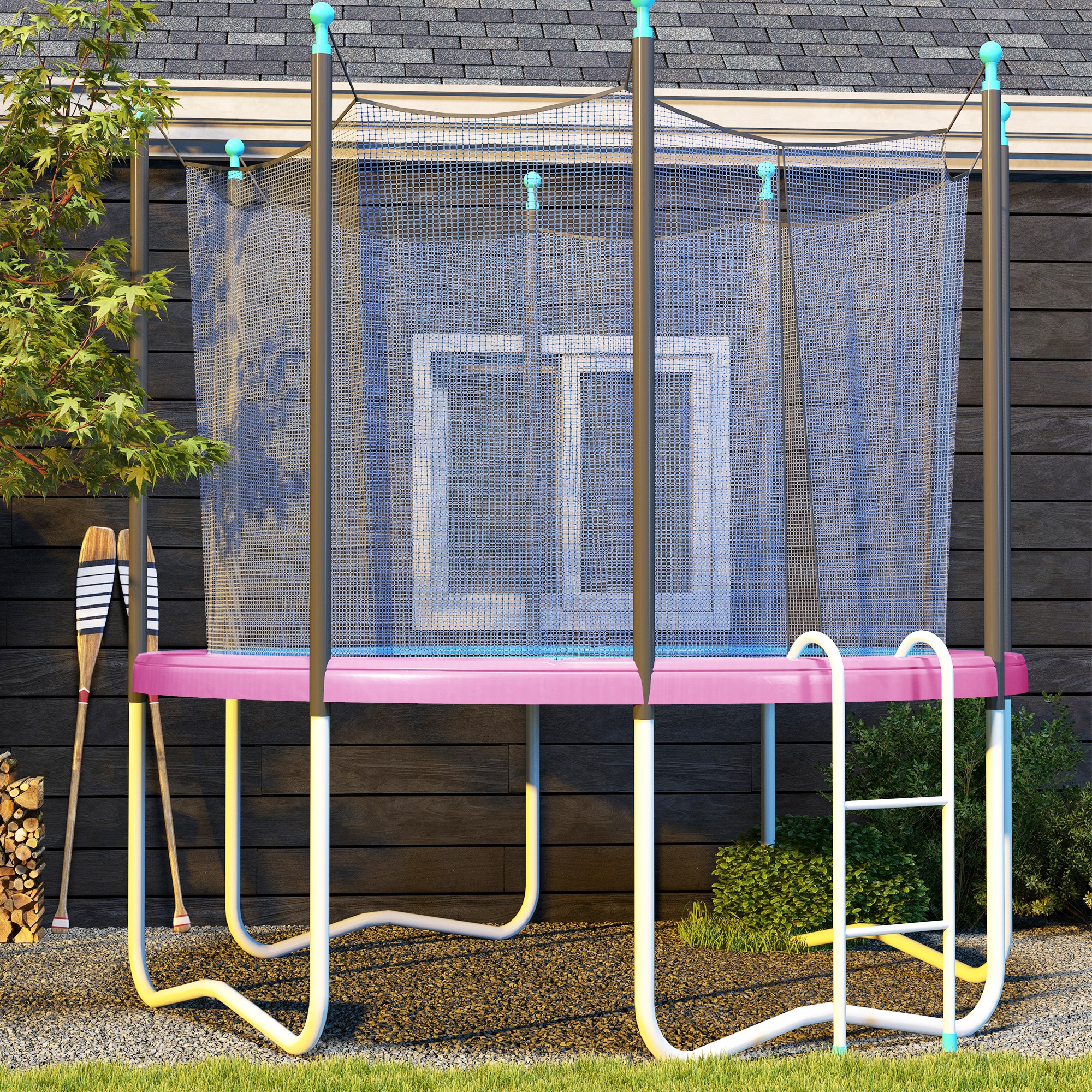 Ersatz-Randabdeckung für Trampoline, wasserfest, reißfest, Ø244 cm, Rosa
