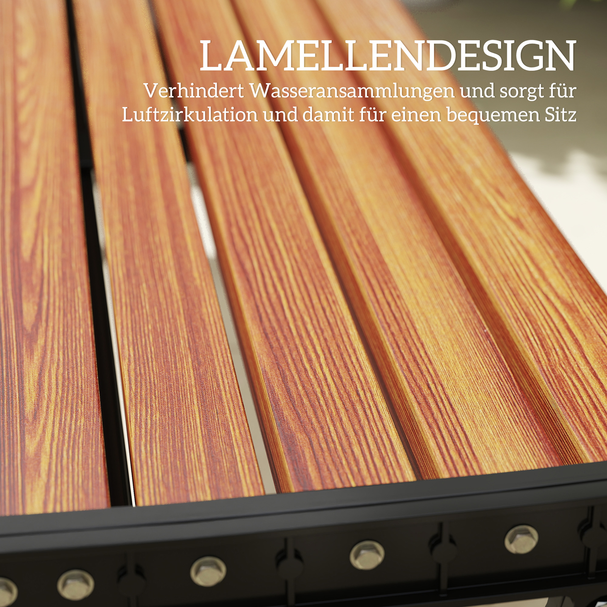 Gartenbank 2-Sitzer, Outdoor-Bank mit Metallrahmen und Latten-Sitz, Terrassenmöbel für Garten und Terrasse