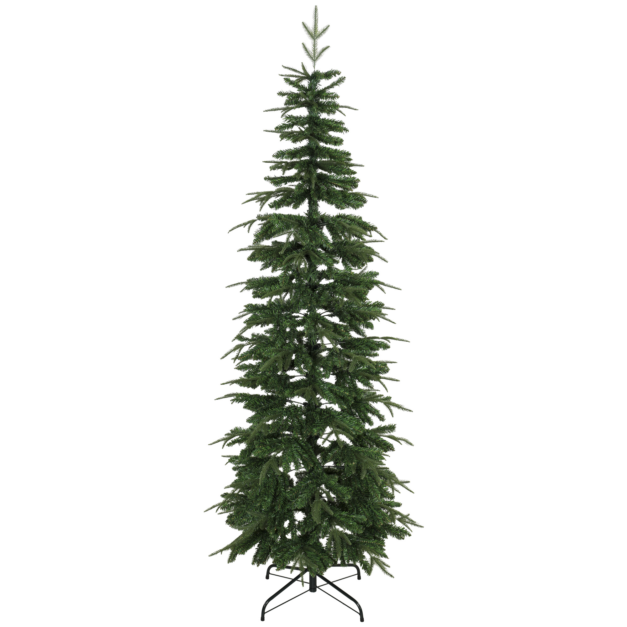 künstlicher Weihnachtsbaum 210 cm, Fichte mit Scharnierästen, 800 Astspitzen, klappbarer Stahlständer, Grün