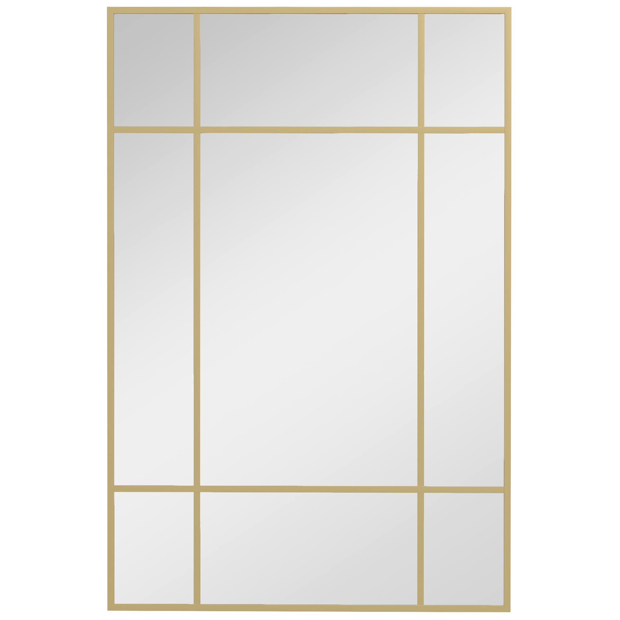 Wandspiegel, dekorativer Spiegel mit Metallrahmen, goldfarbene Streifen, Mehrschichtglas, 90B x 2T x 60H cm