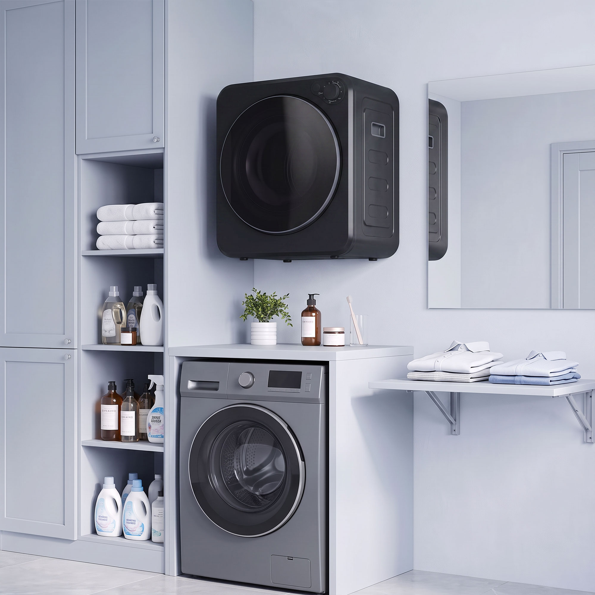 Mini Wäschetrockner 4 kg mit 5 Programme bis zu 60℃ 800W/400W Ablufttrockner mit Edelstahltrommel Schwarz