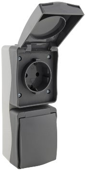 NUQUI Feuchtraum Doppel-Steckdose verti., IP54, Aufputz, 250V~/ 16A