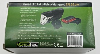 Fahrrad LED-Beleuchtungsset "CFL 60 pro", 60Lux, StVZO zugelassen, Lithium-Akku