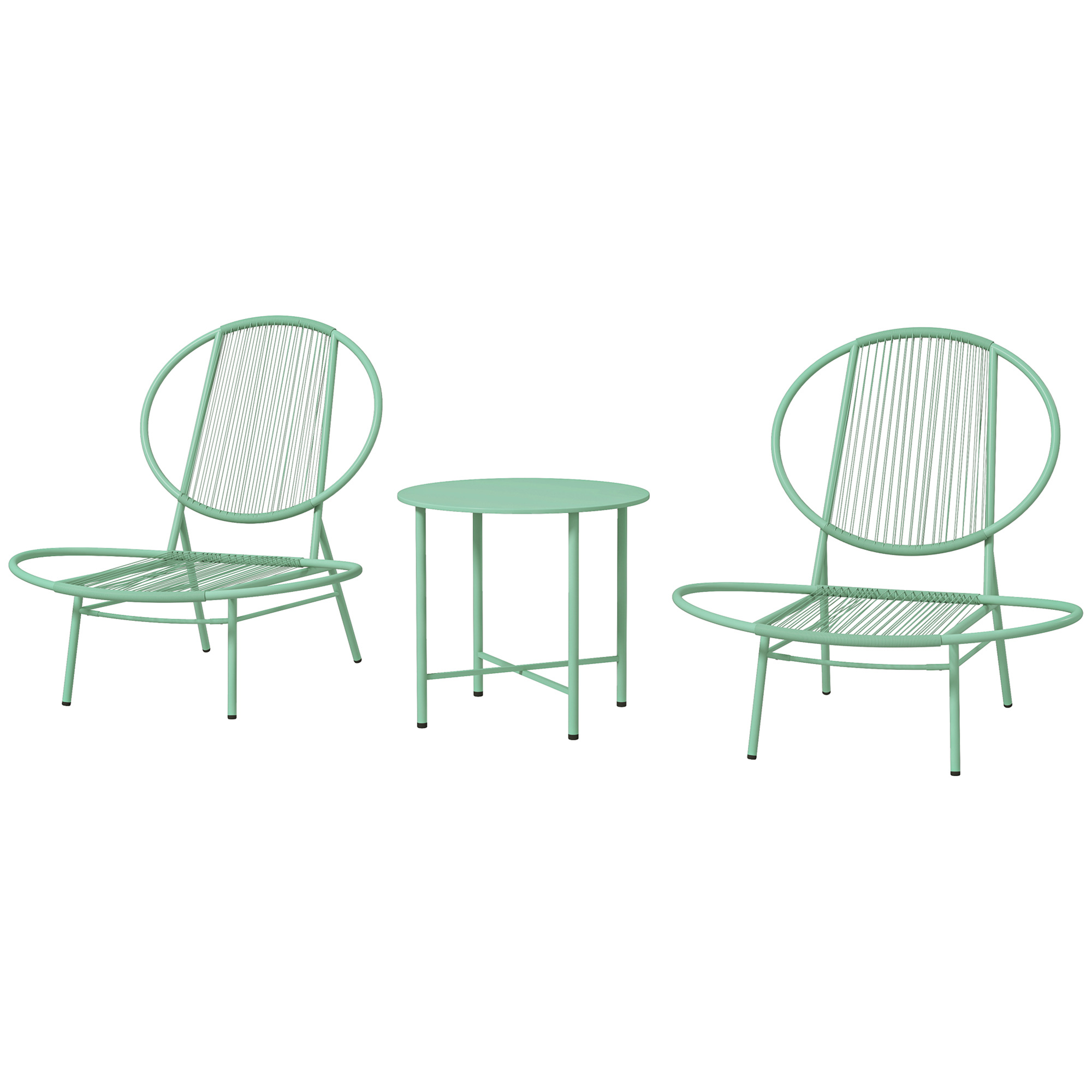 Bistro-Set 3-teilig aus Polyrattan Wetterfest Gartenmöbel Set mit Bistrotisch Muschelförmige Gartenstühlen Grün Bistro-Set 3-teilig aus Polyrattan Wetterfest Gartenmöbel Set mit Bistrotisch Muschelförmige Gartenstühlen Grün